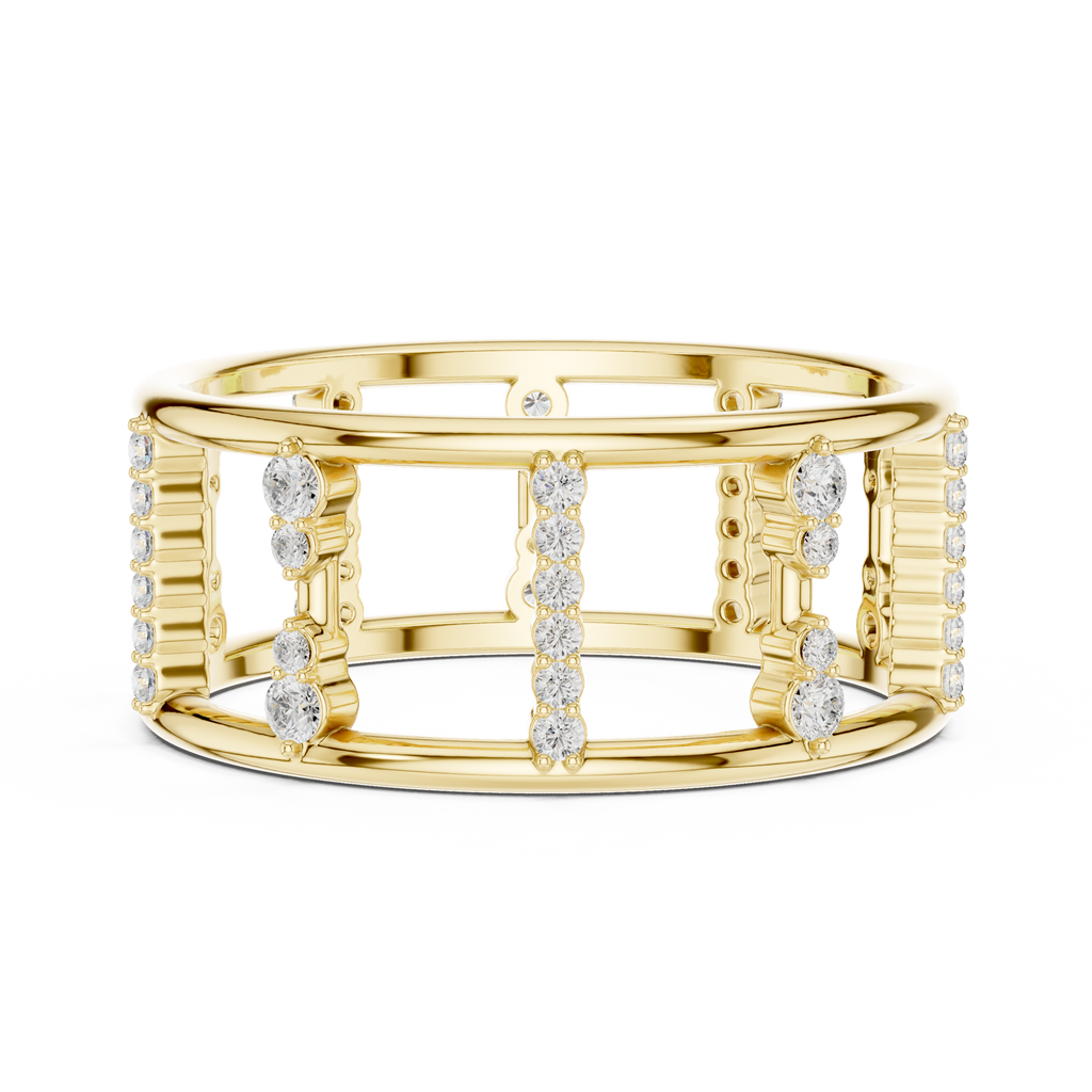 Geometric Diamond Ladder Ring