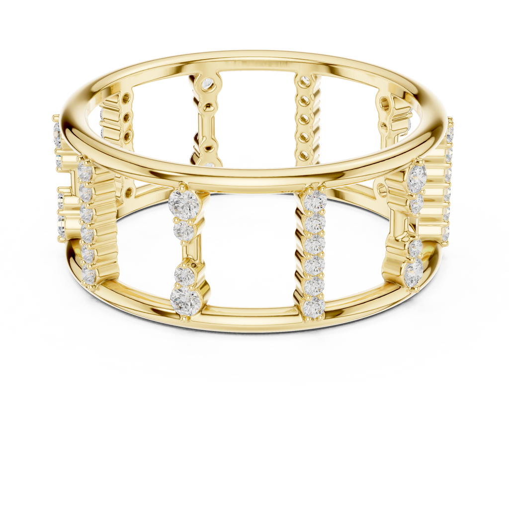 Geometric Diamond Ladder Ring