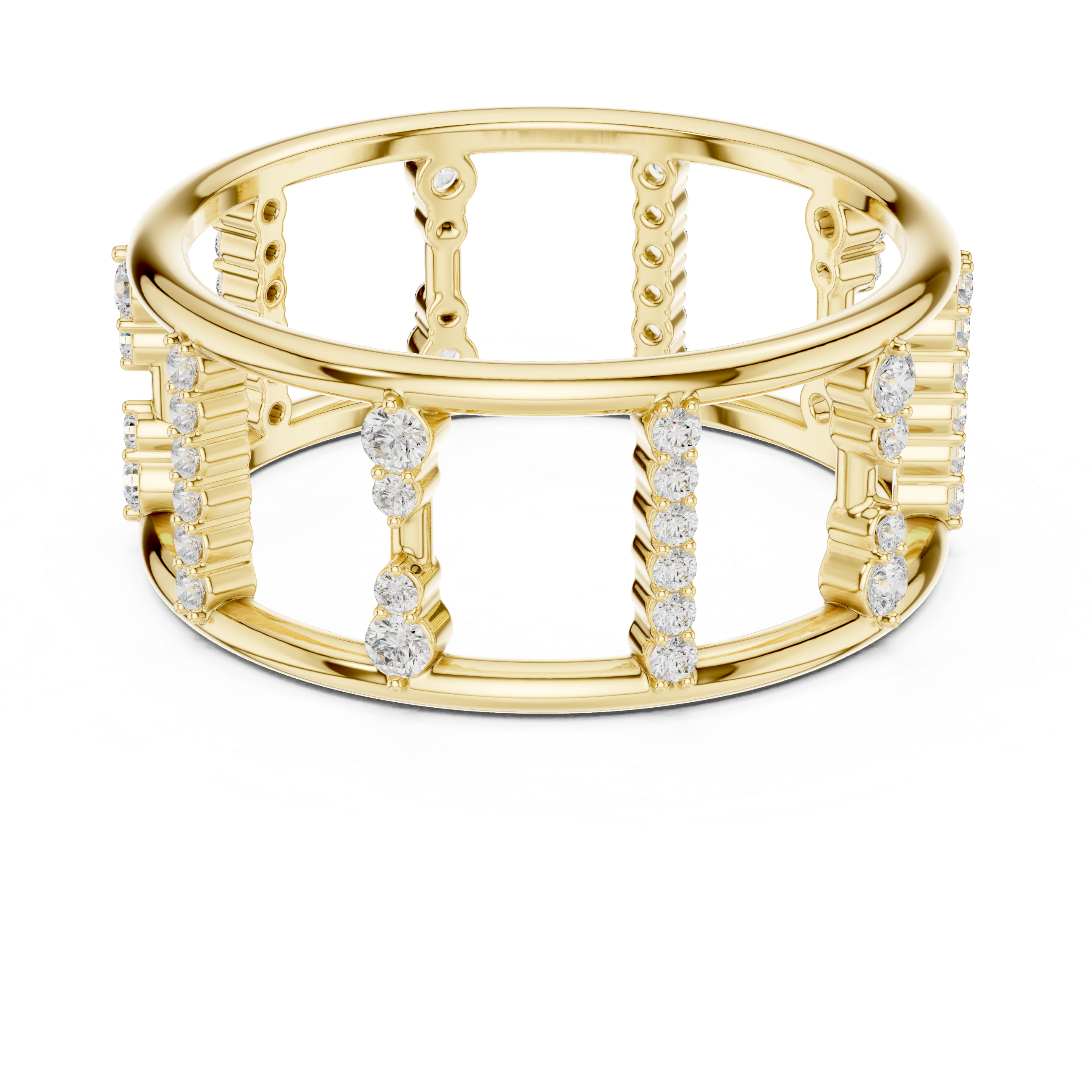 Geometric Diamond Ladder Ring
