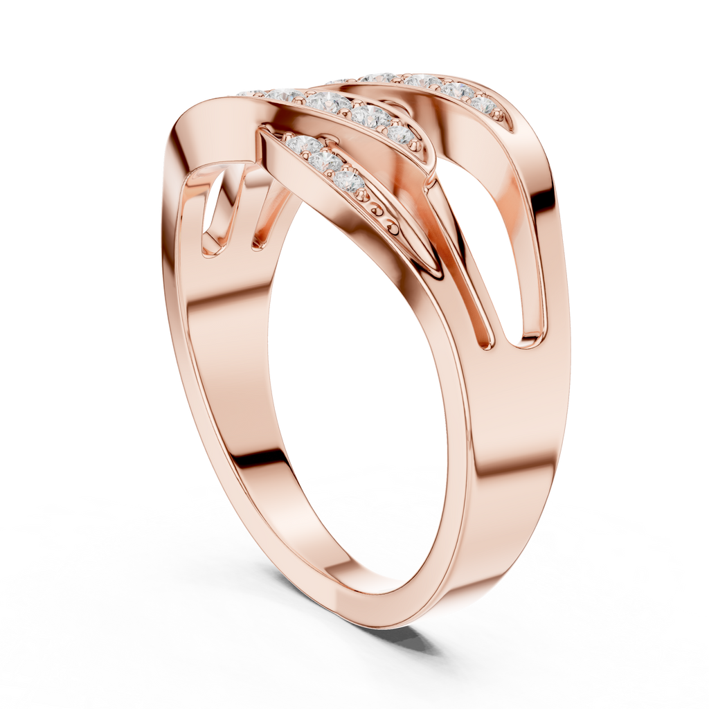 Multi-Row Pavé Diamond Crossover Ring