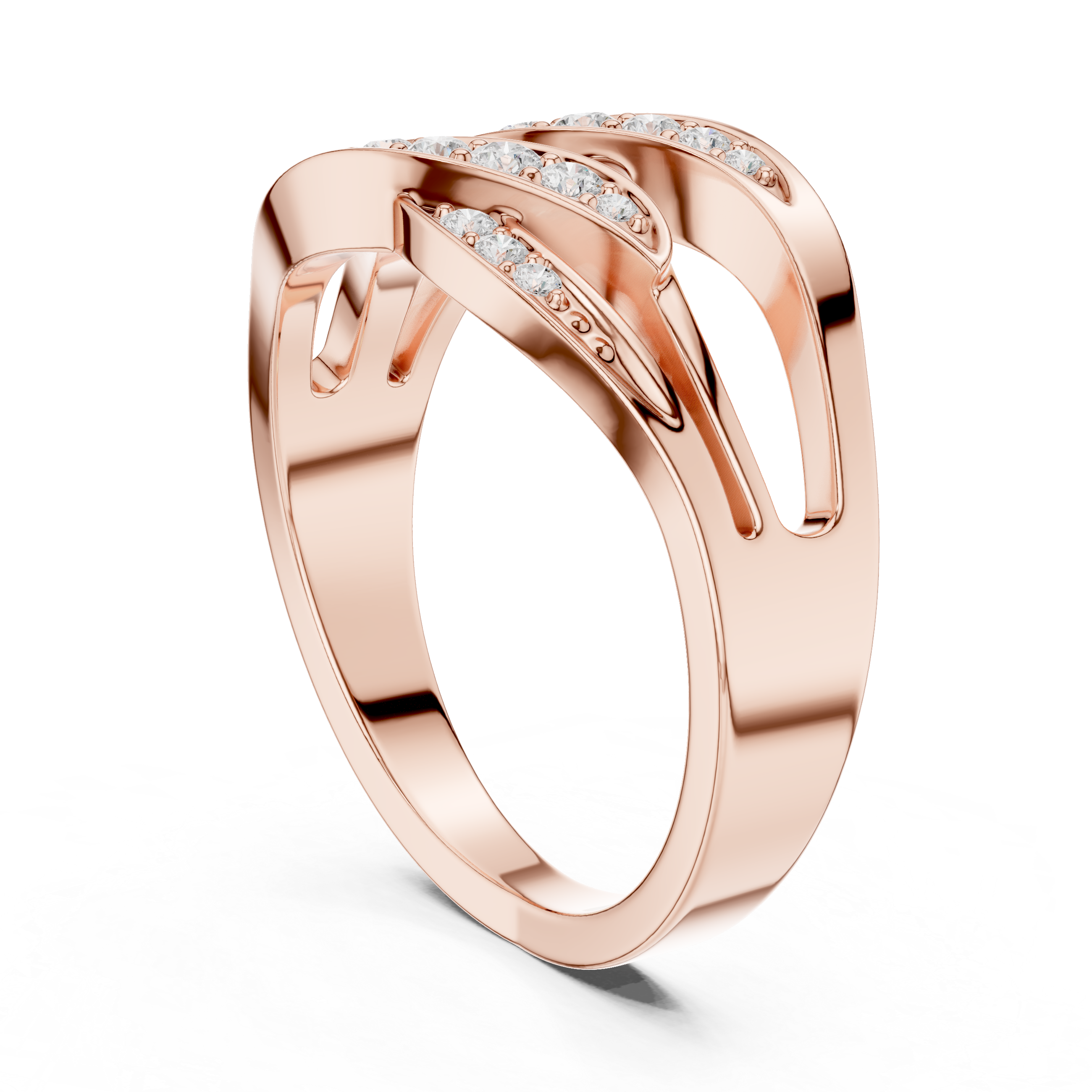 Multi-Row Pavé Diamond Crossover Ring