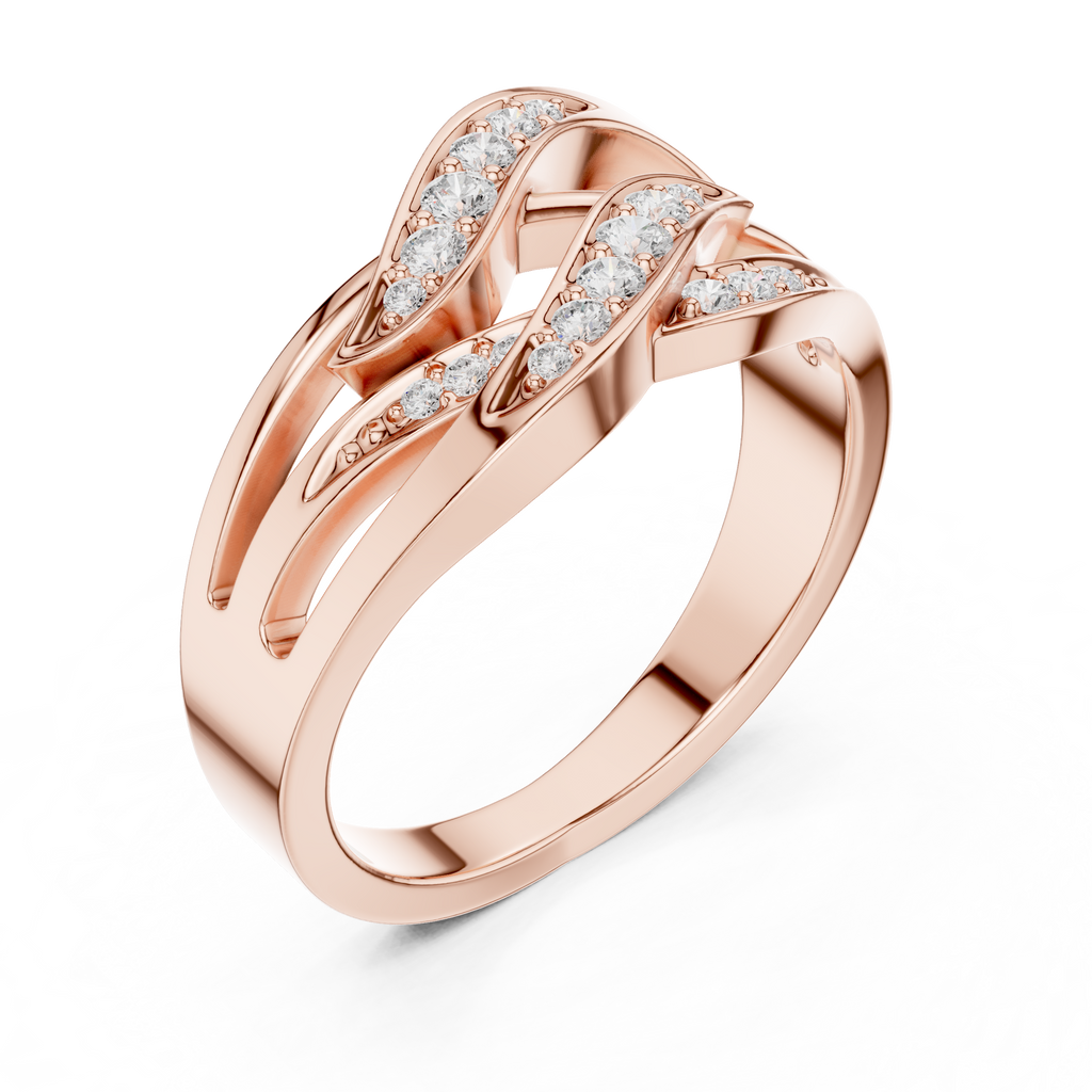 Multi-Row Pavé Diamond Crossover Ring