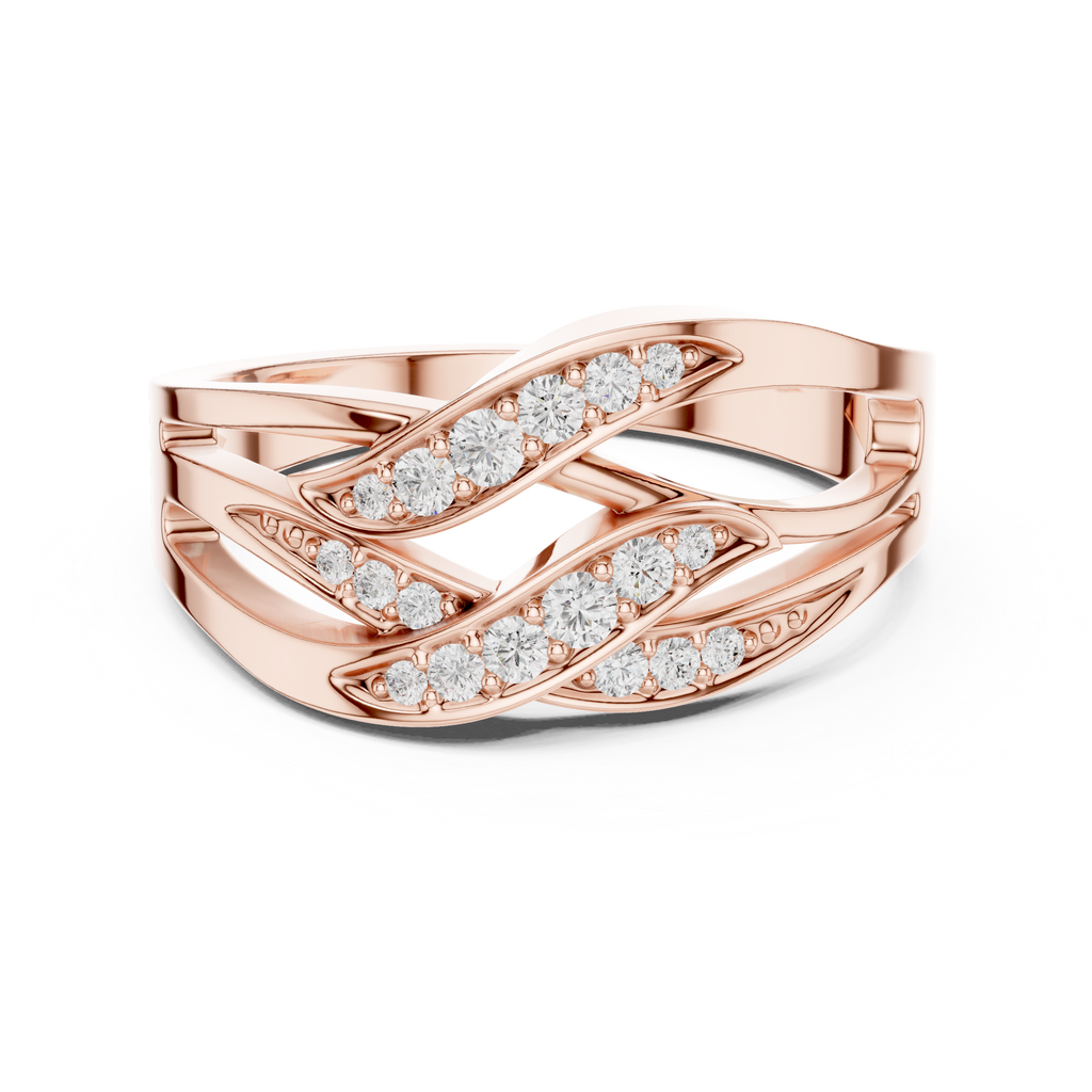 Multi-Row Pavé Diamond Crossover Ring