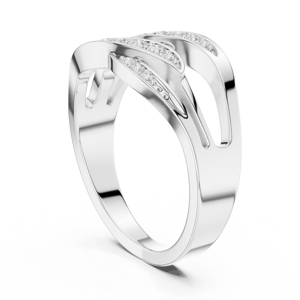 Multi-Row Pavé Diamond Crossover Ring