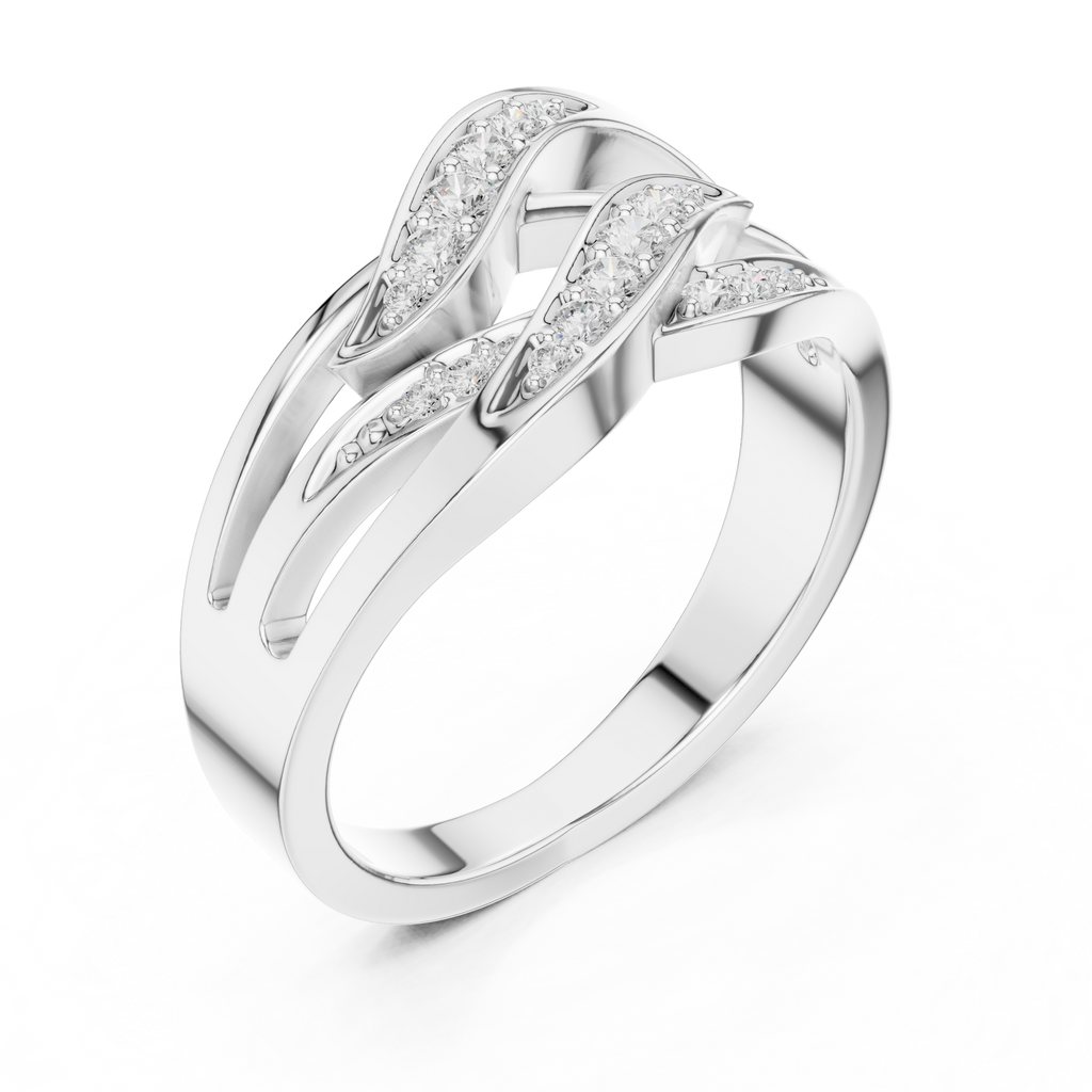 Multi-Row Pavé Diamond Crossover Ring