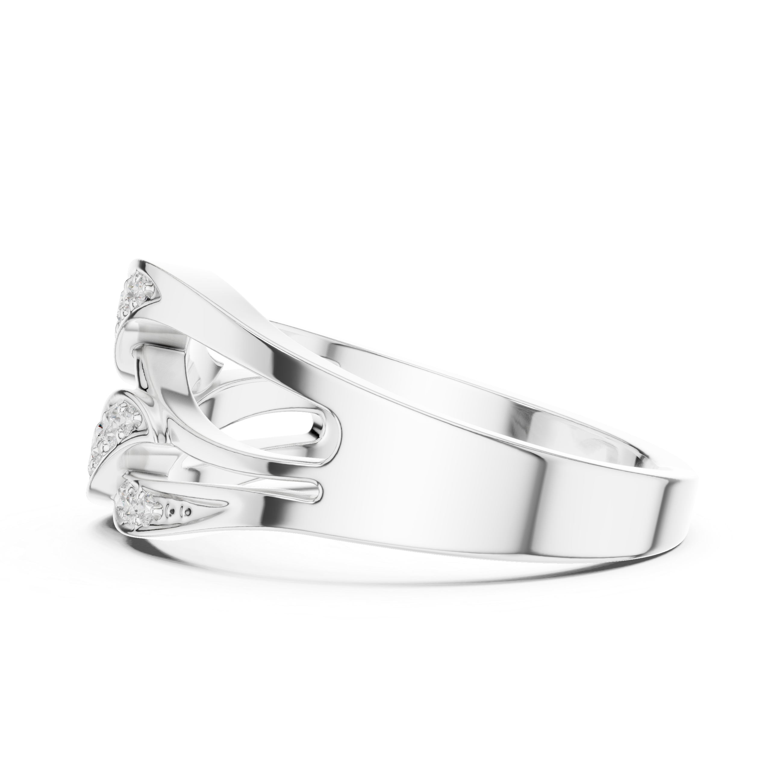 Multi-Row Pavé Diamond Crossover Ring