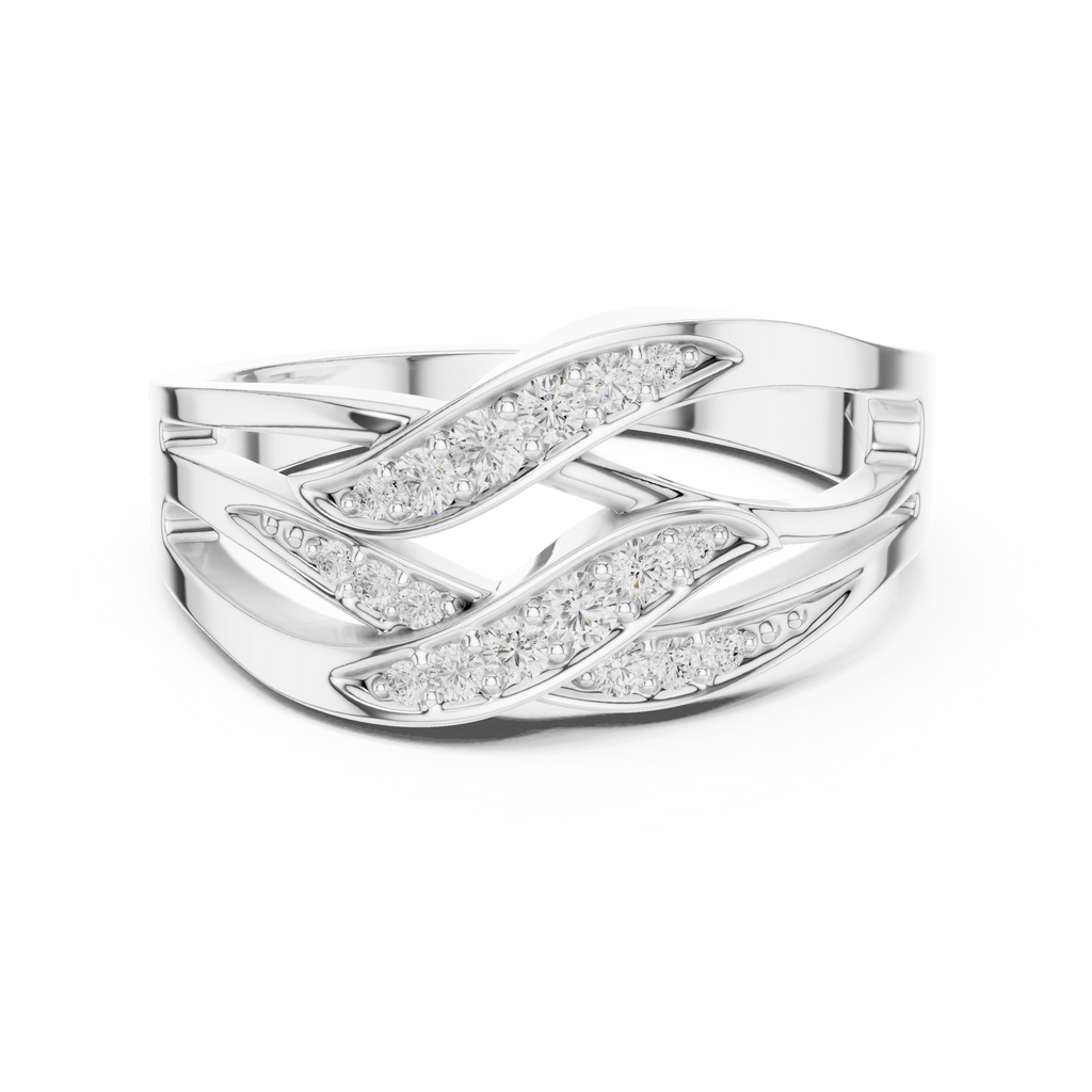 Multi-Row Pavé Diamond Crossover Ring