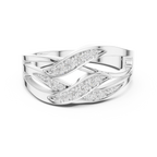 Multi-Row Pavé Diamond Crossover Ring