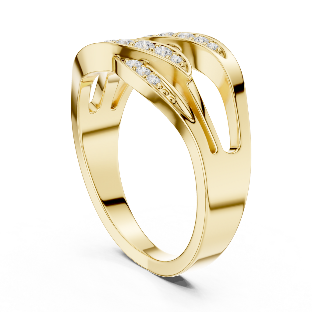 Multi-Row Pavé Diamond Crossover Ring