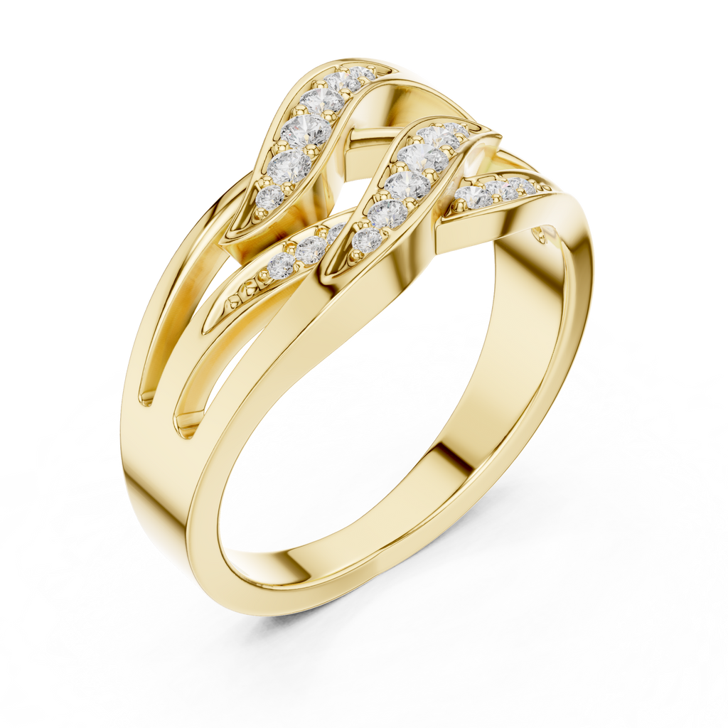 Multi-Row Pavé Diamond Crossover Ring