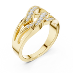 Multi-Row Pavé Diamond Crossover Ring
