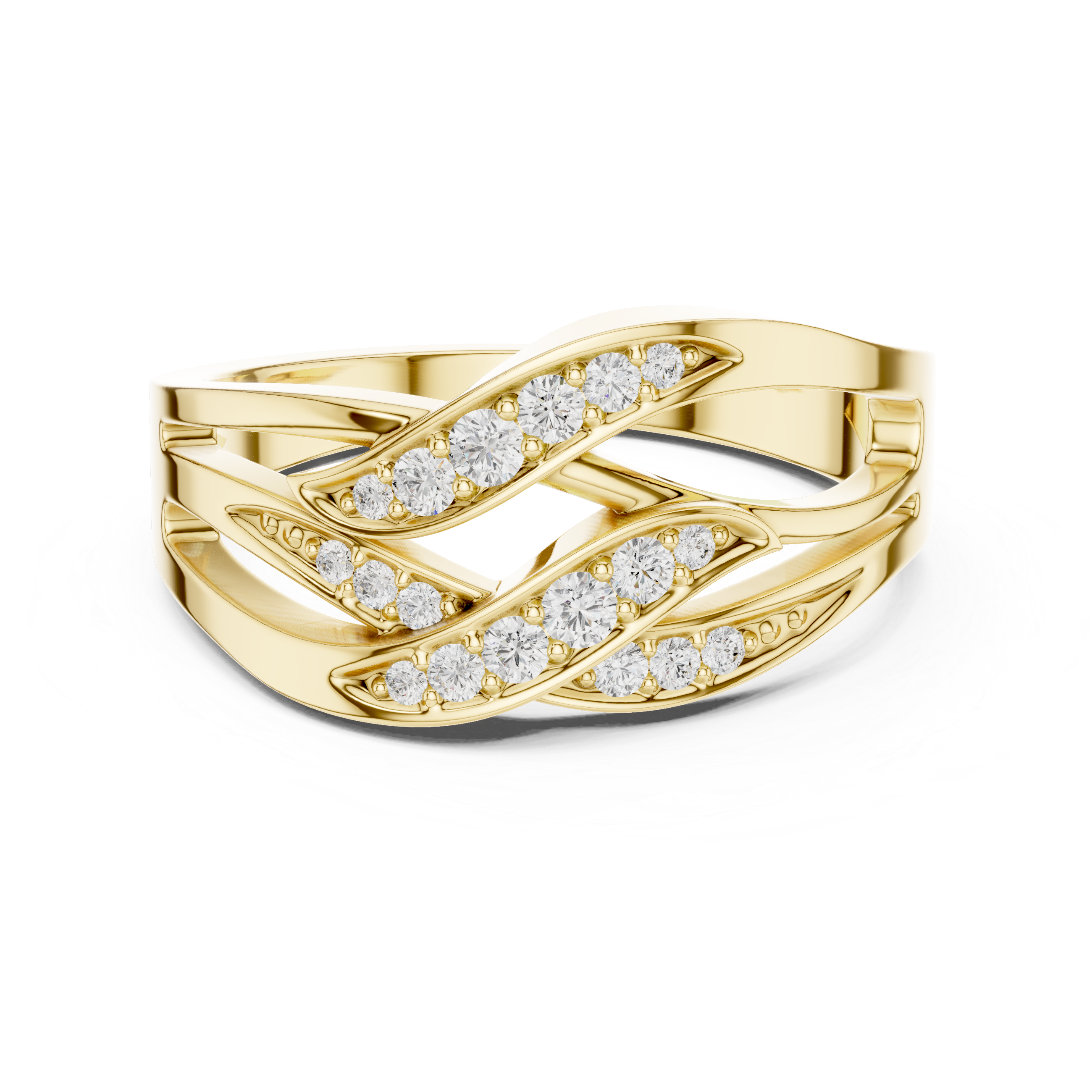 Multi-Row Pavé Diamond Crossover Ring