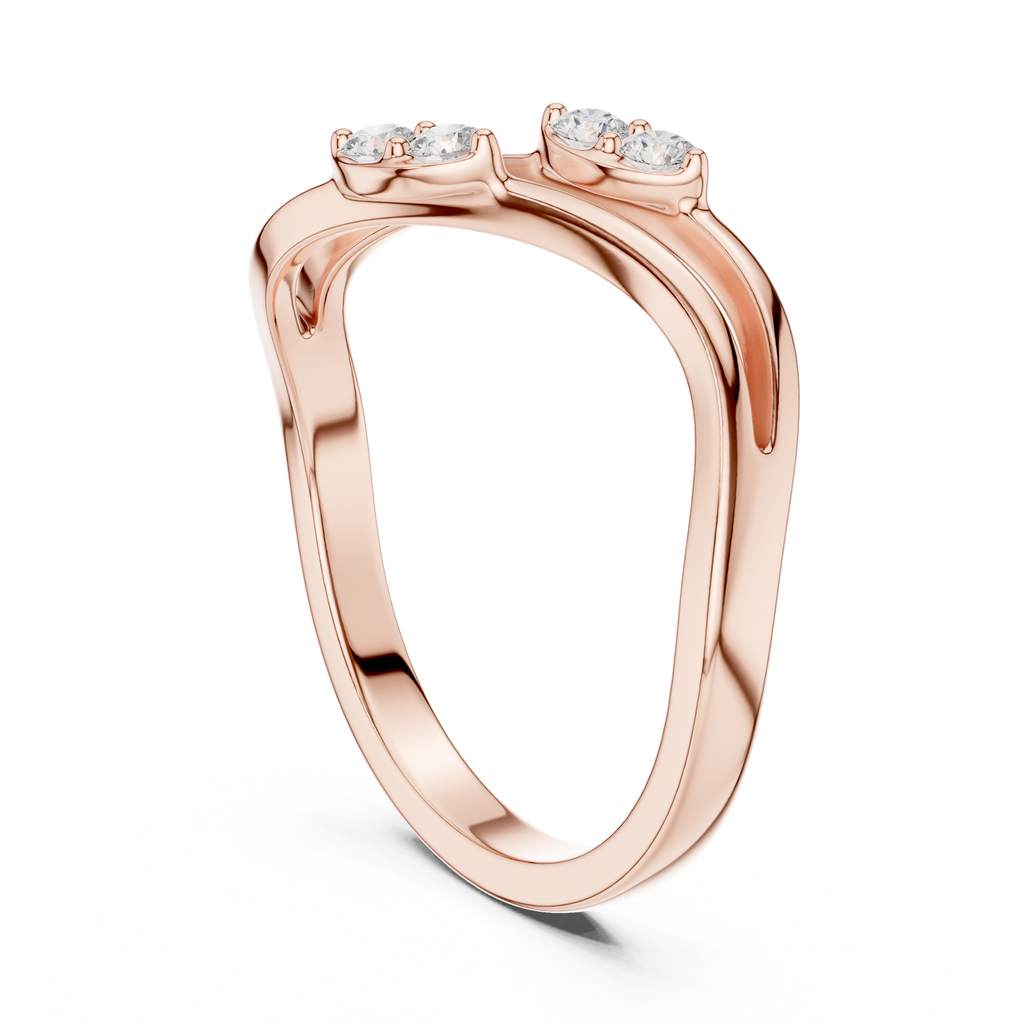 Round Diamond Twisted Bypass Ring