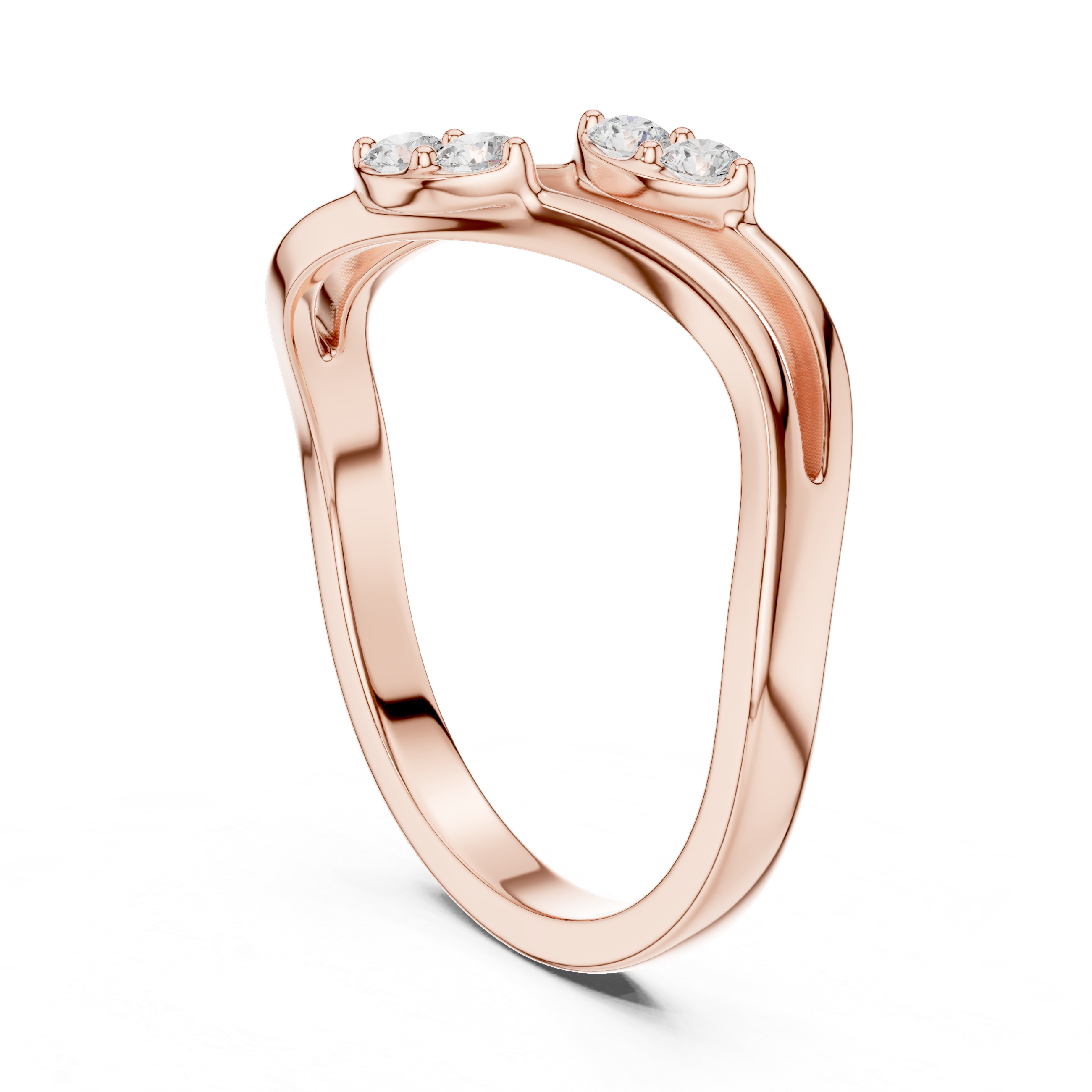 Round Diamond Twisted Bypass Ring