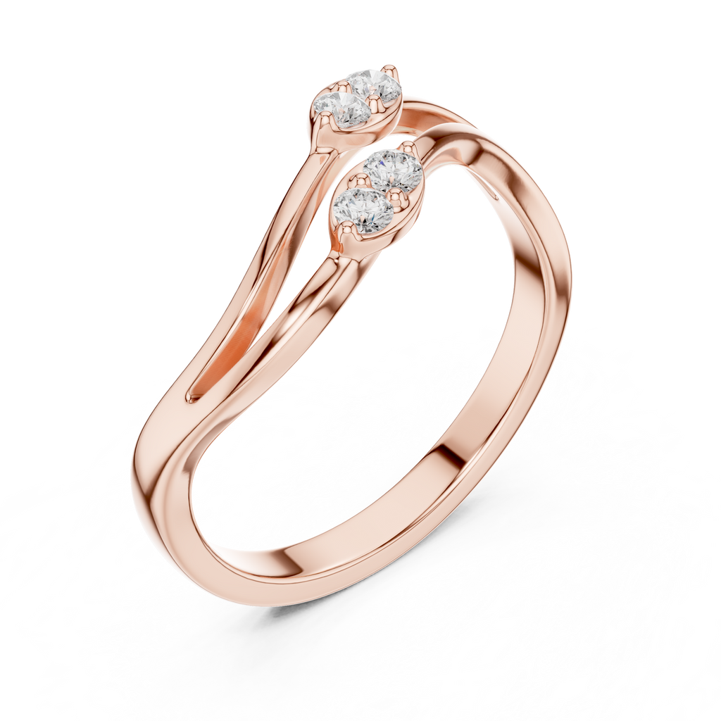 Round Diamond Twisted Bypass Ring