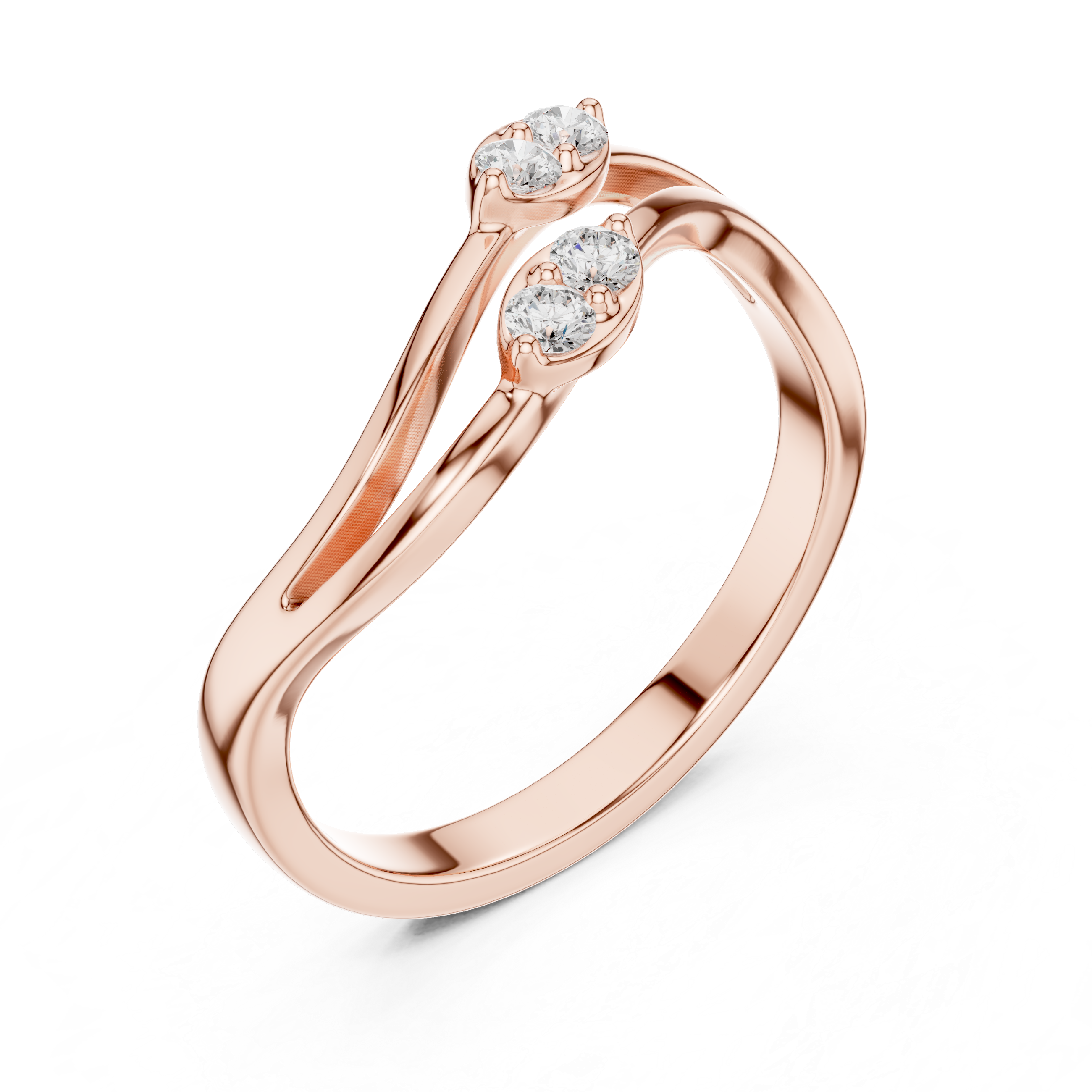 Round Diamond Twisted Bypass Ring