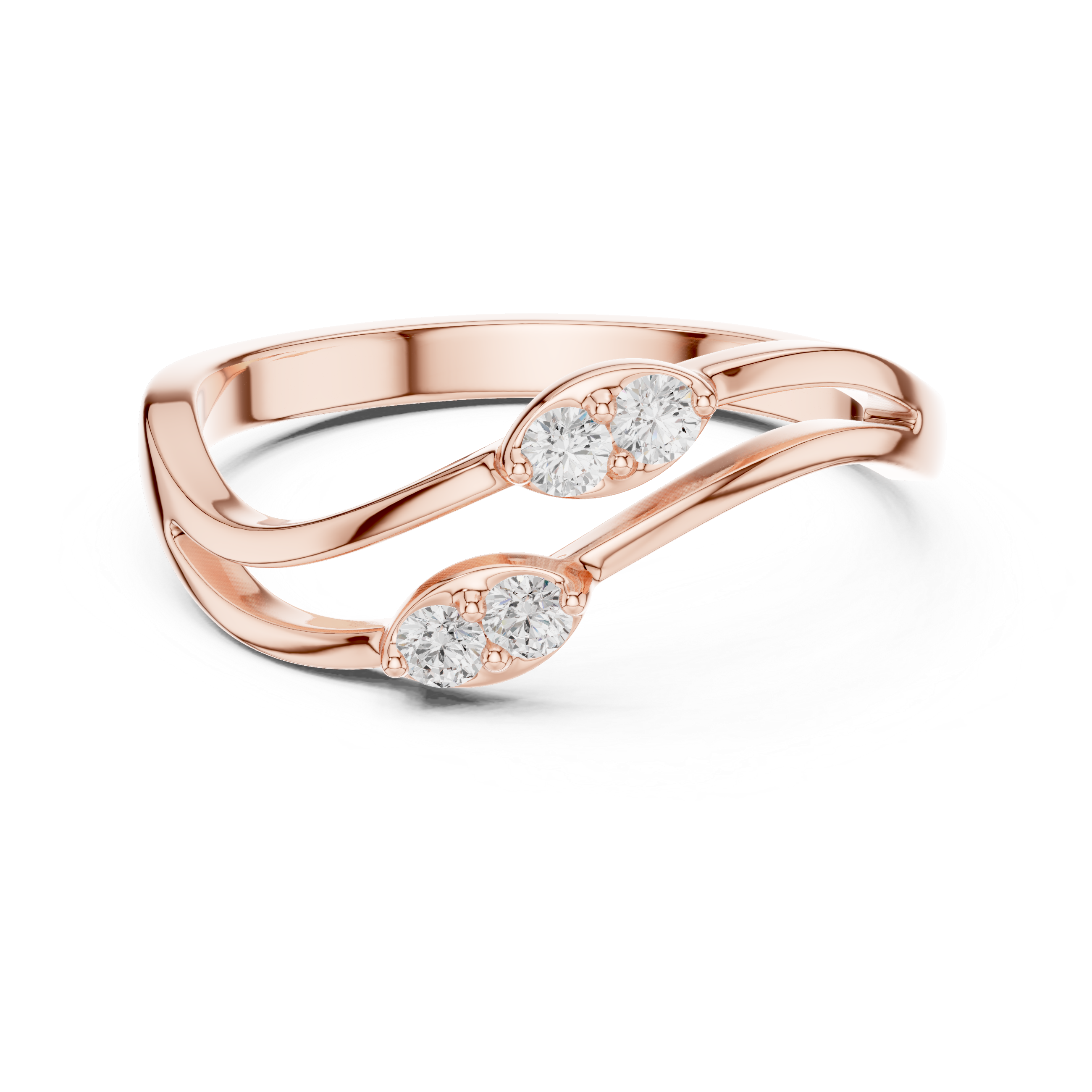 Round Diamond Twisted Bypass Ring