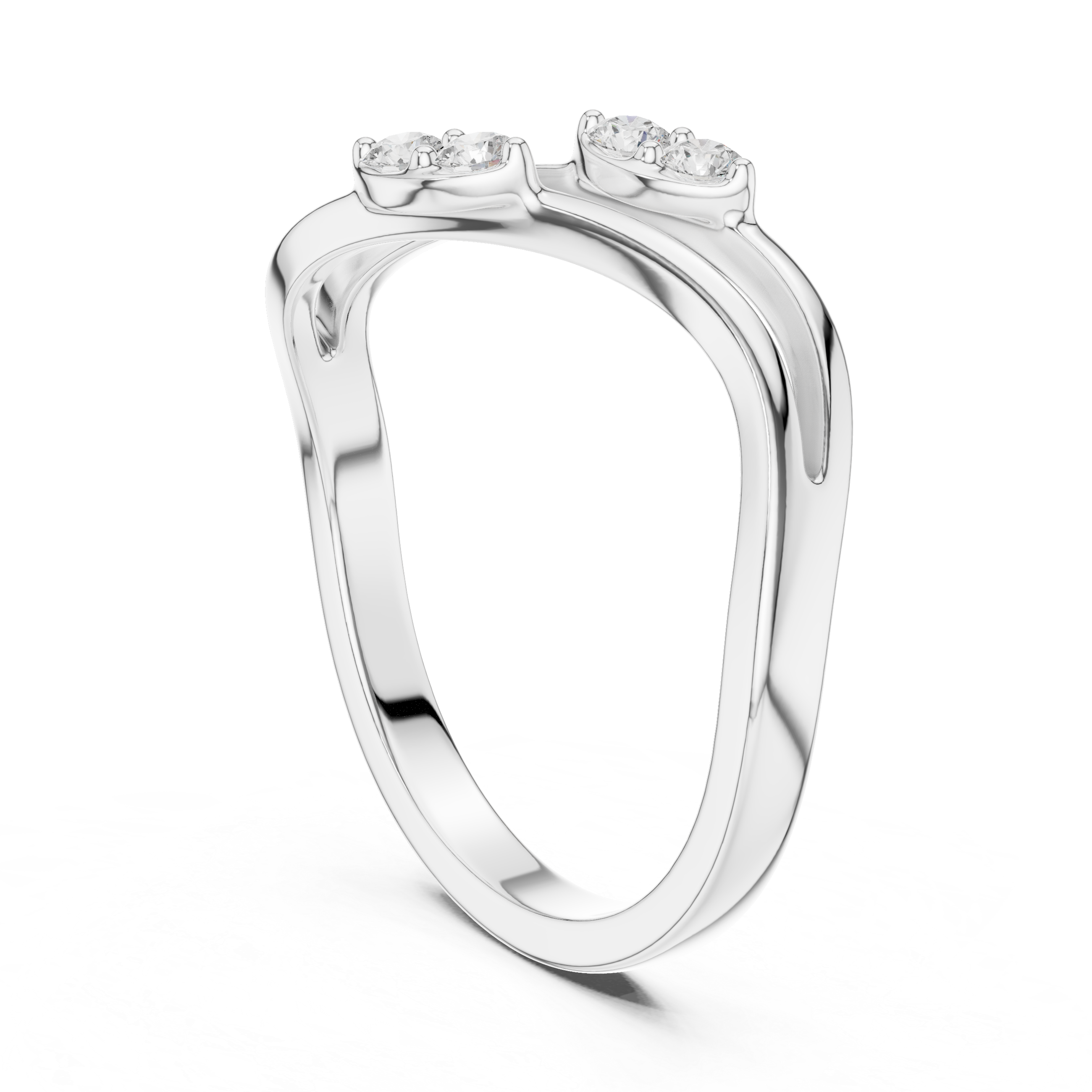 Round Diamond Twisted Bypass Ring