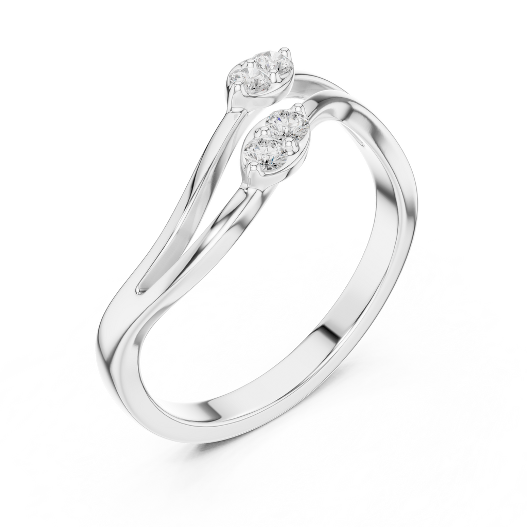 Round Diamond Twisted Bypass Ring
