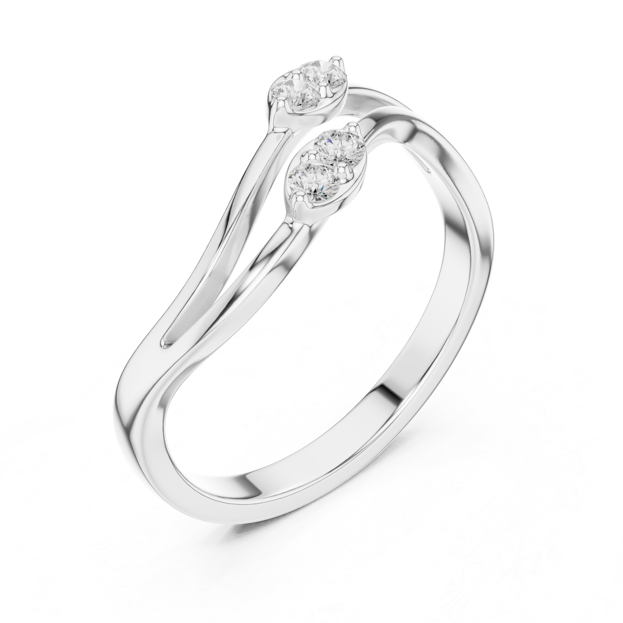 Round Diamond Twisted Bypass Ring