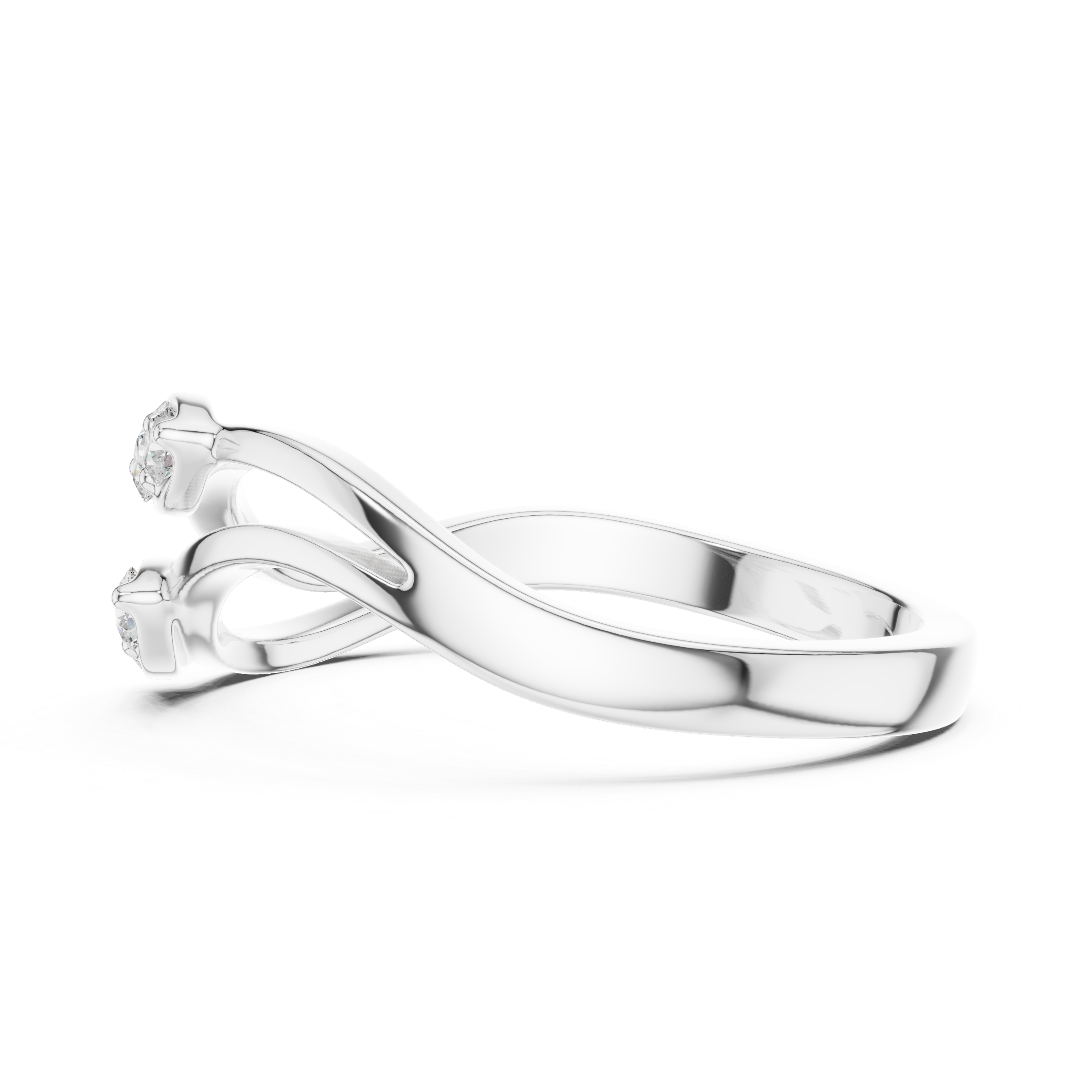 Round Diamond Twisted Bypass Ring