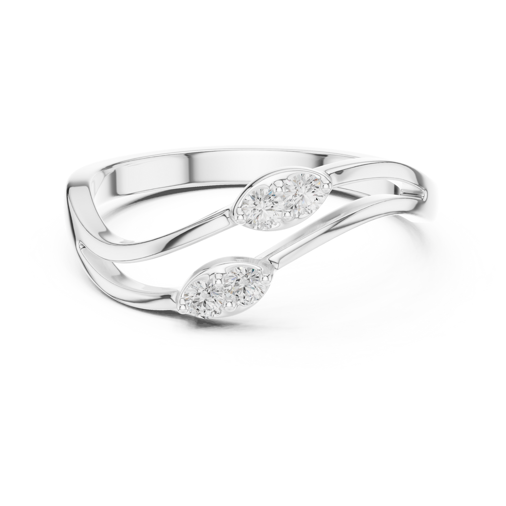 Round Diamond Twisted Bypass Ring