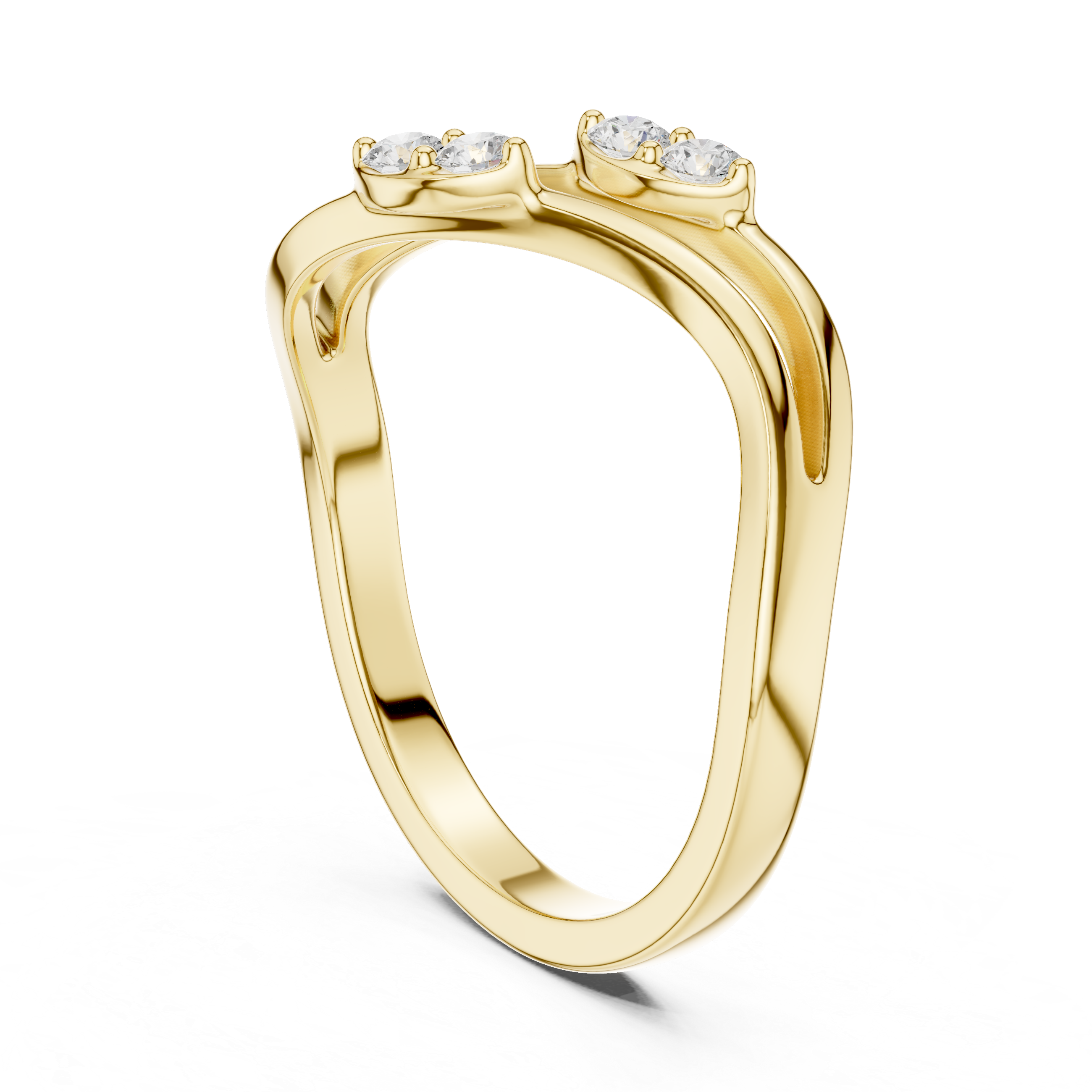 Round Diamond Twisted Bypass Ring