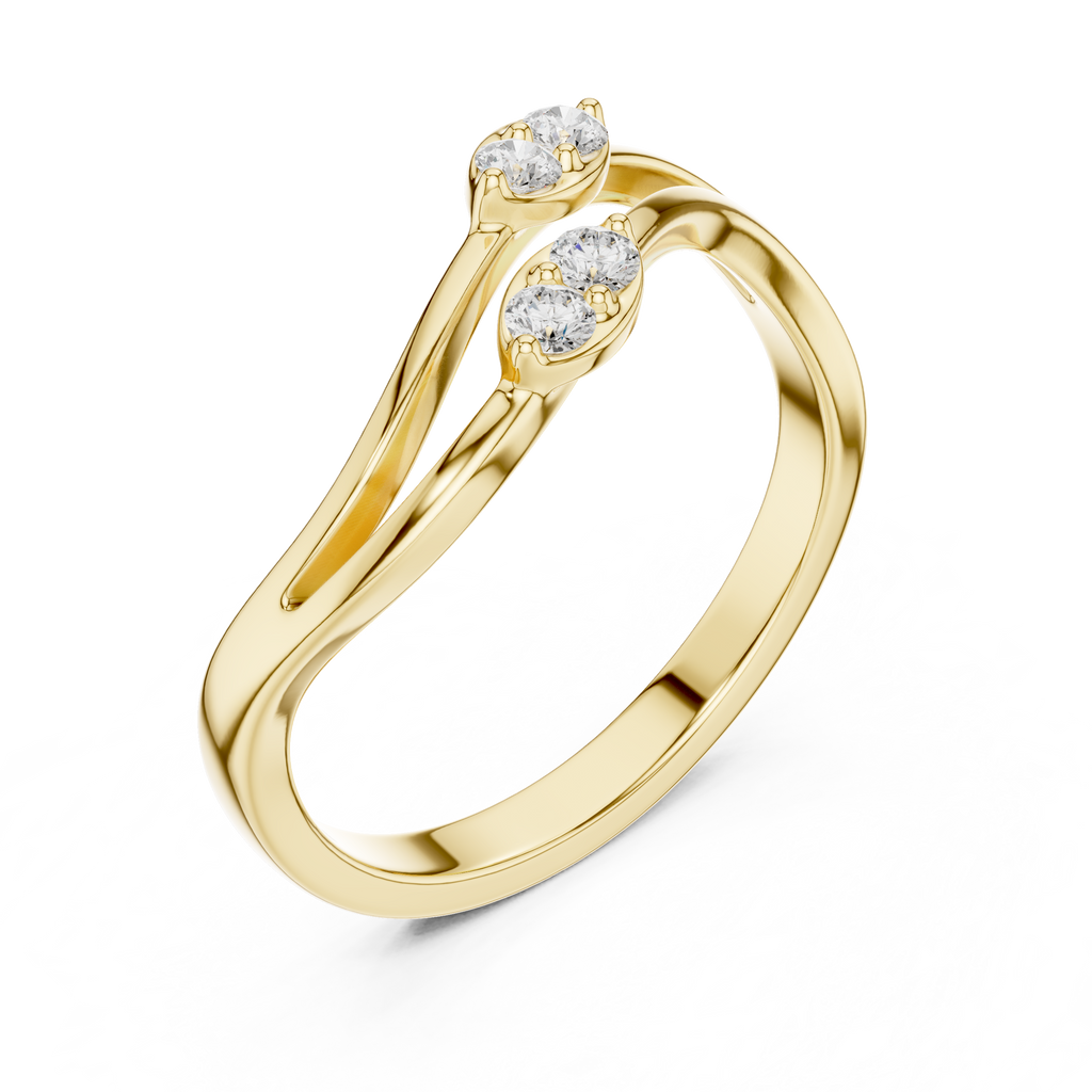 Round Diamond Twisted Bypass Ring