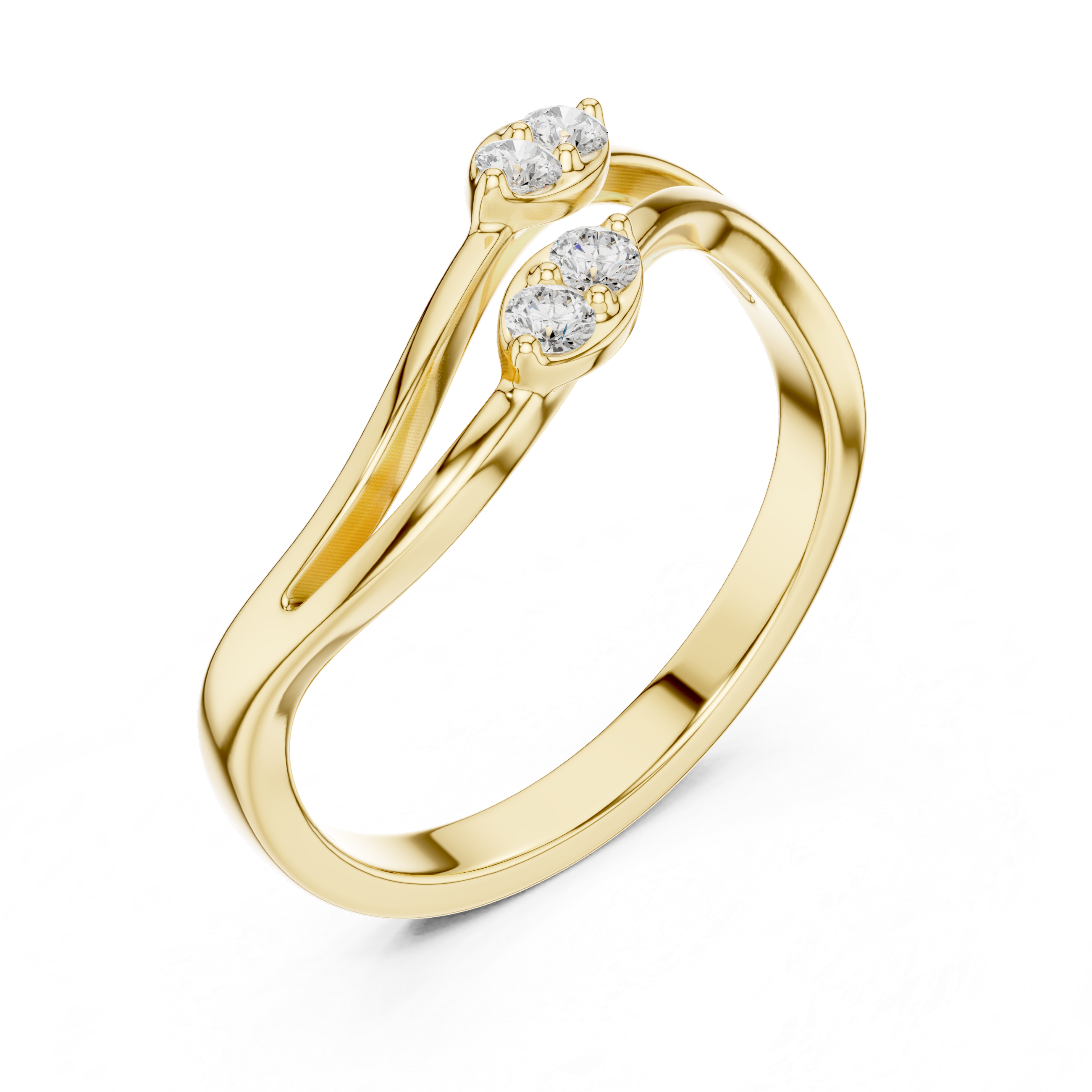 Round Diamond Twisted Bypass Ring