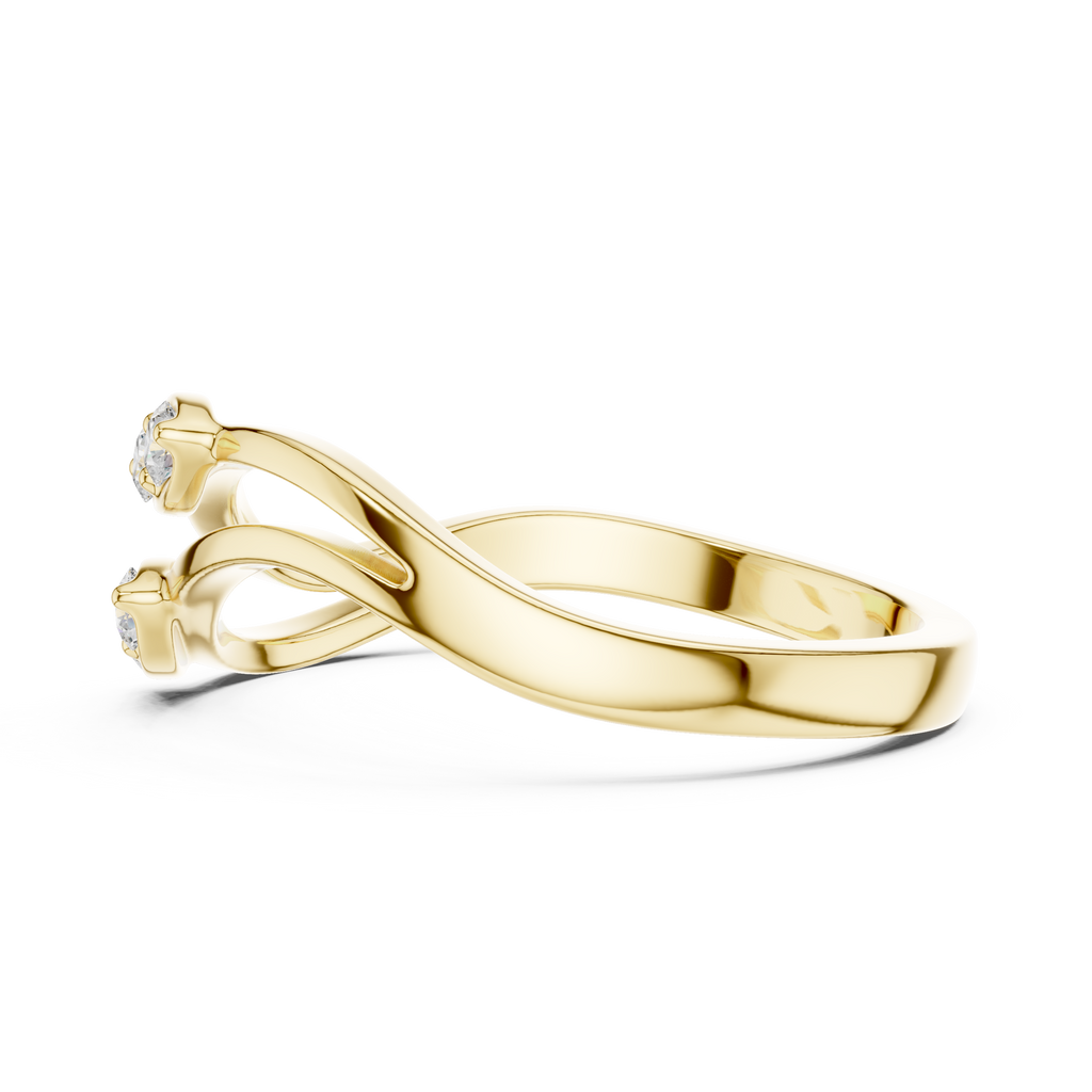 Round Diamond Twisted Bypass Ring