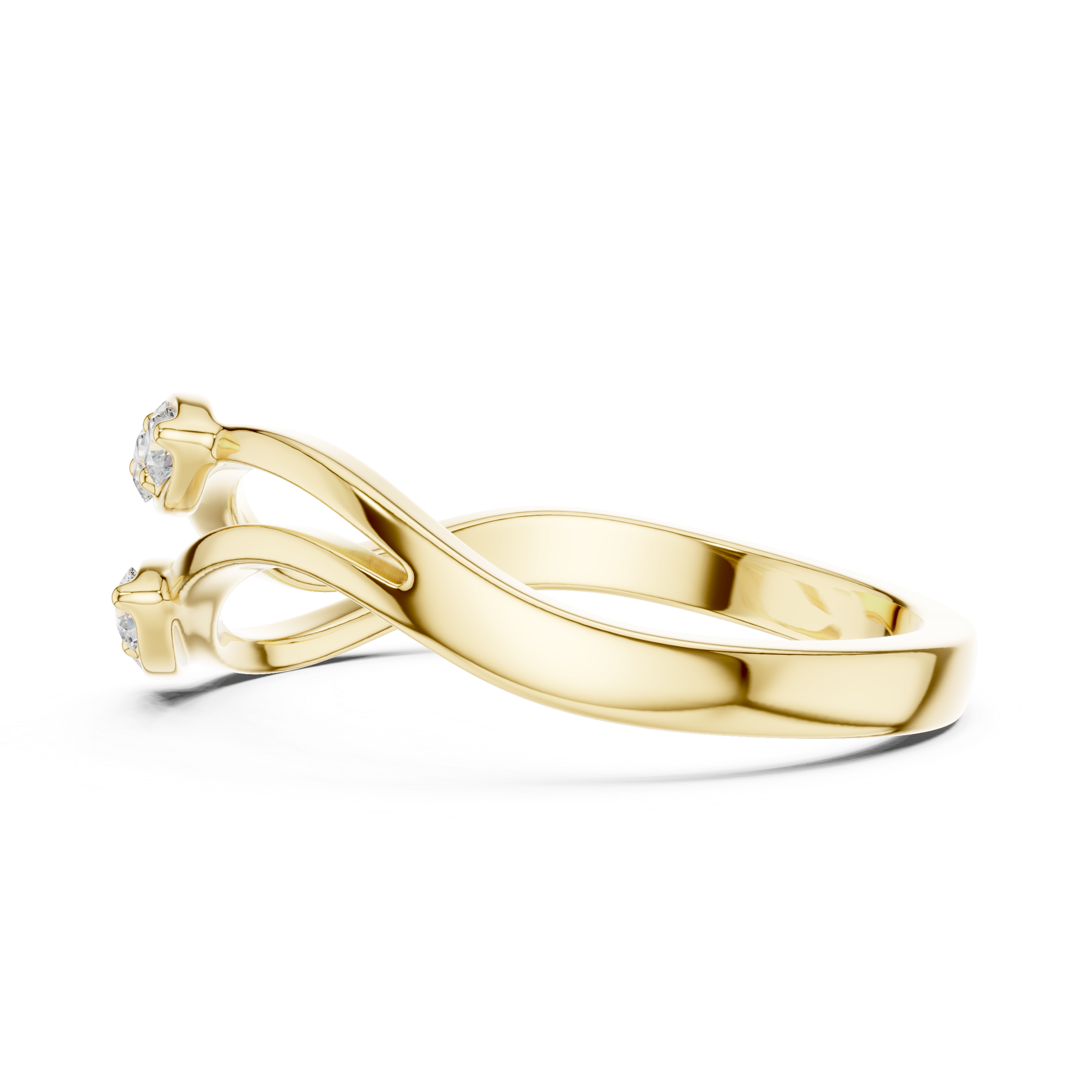 Round Diamond Twisted Bypass Ring