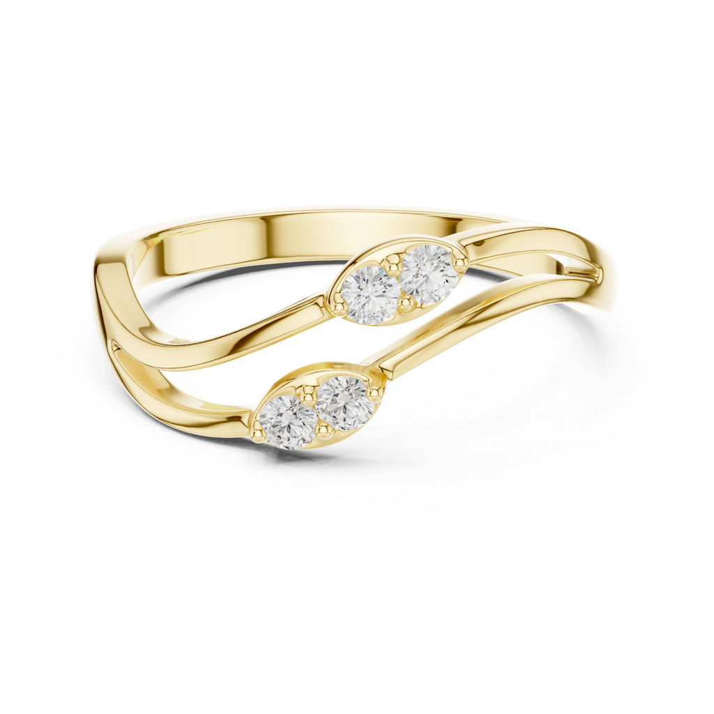 Round Diamond Twisted Bypass Ring