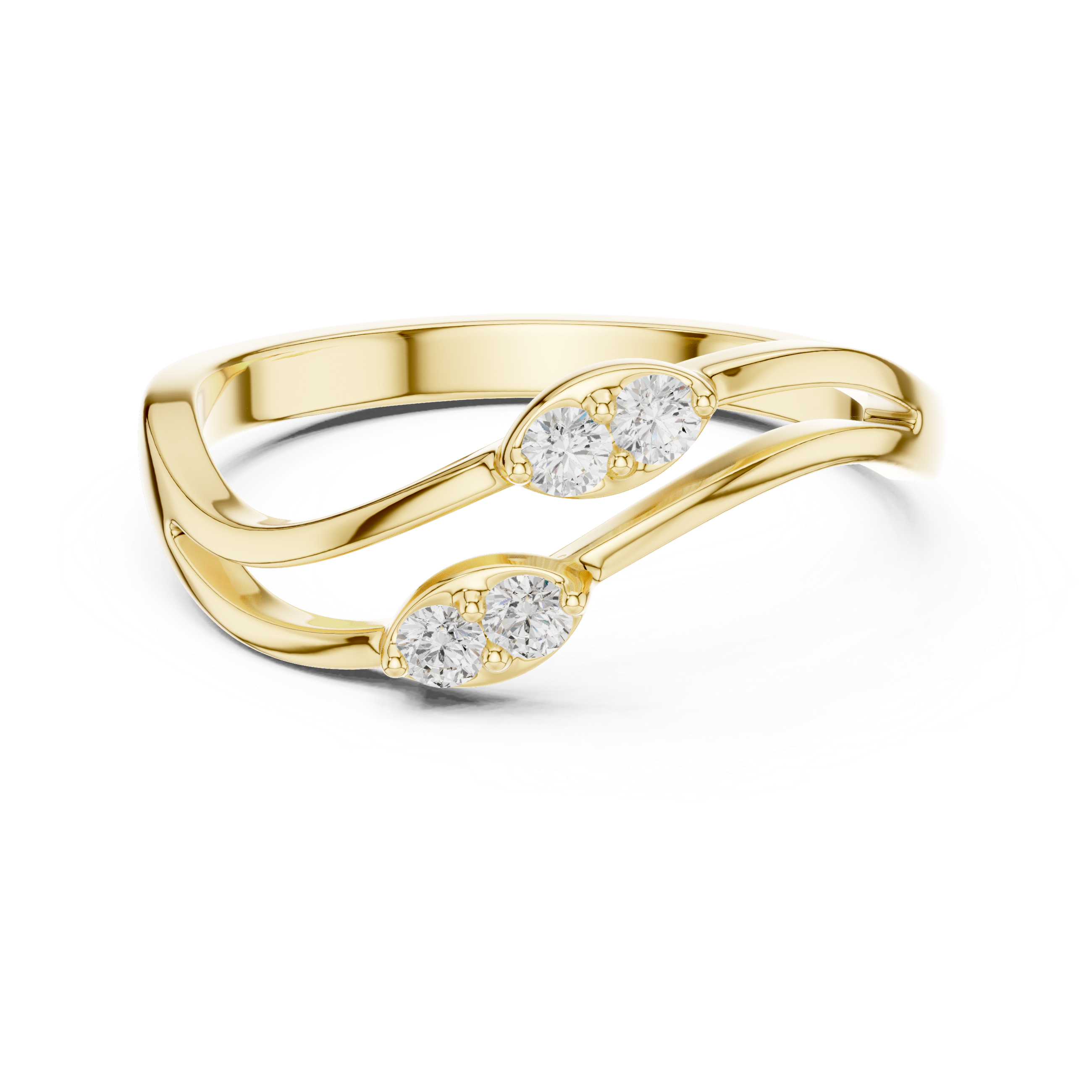 Round Diamond Twisted Bypass Ring