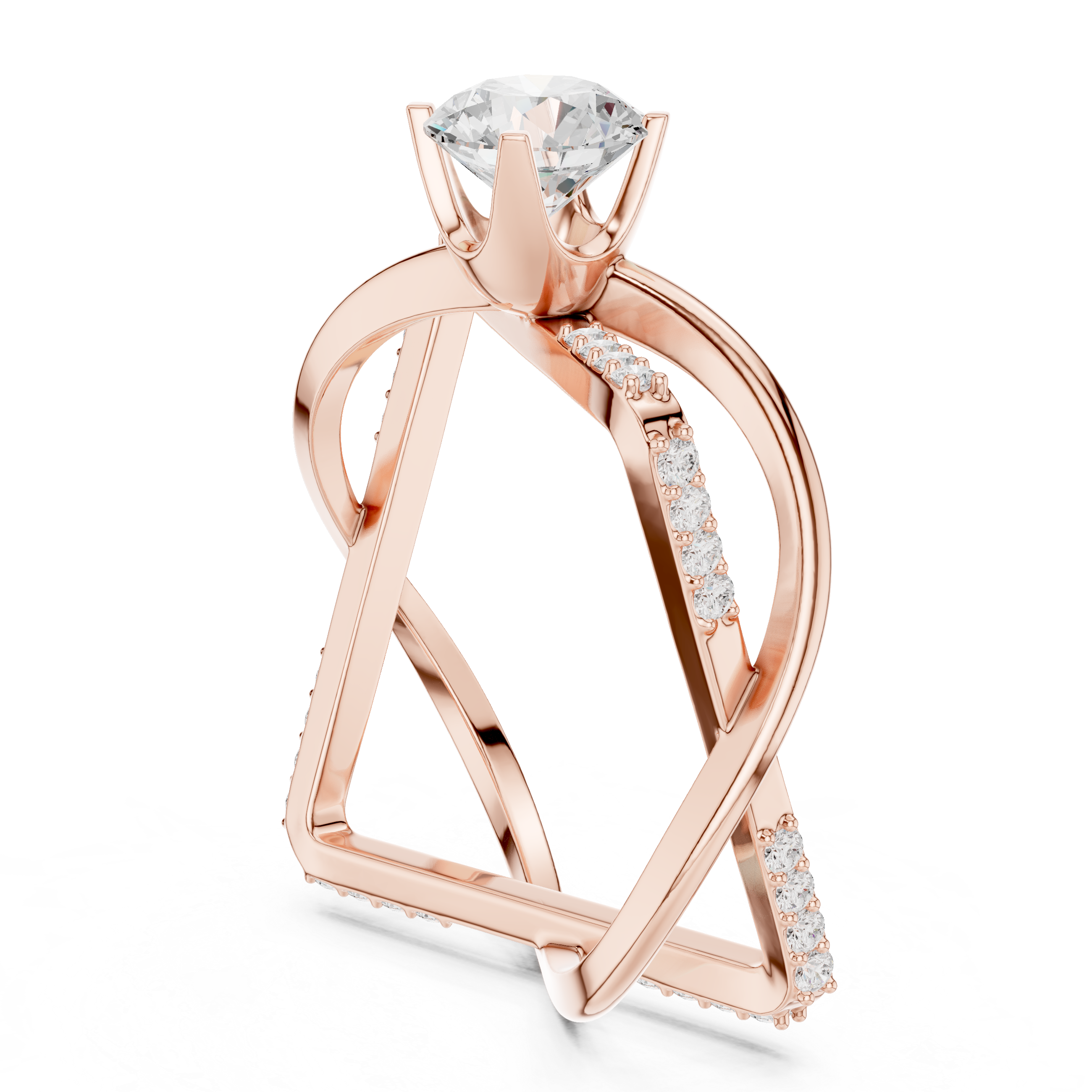 Twisted Halo Diamond Engagement Ring
