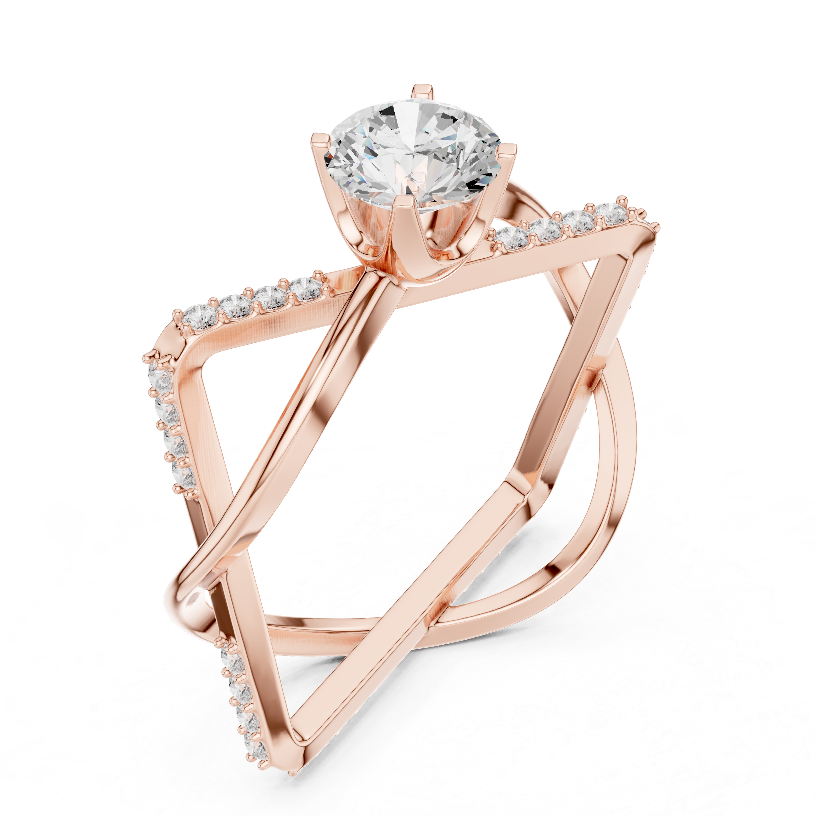 Twisted Halo Diamond Engagement Ring