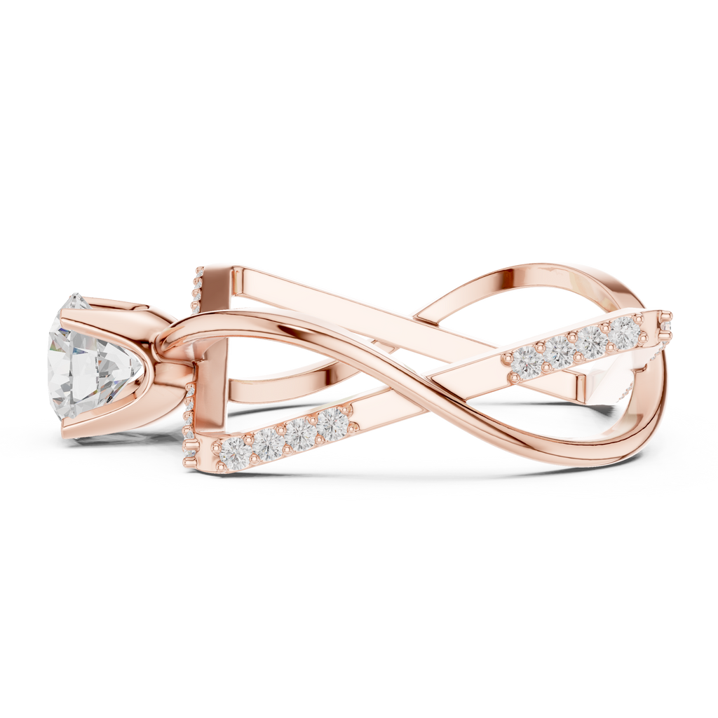 Twisted Halo Diamond Engagement Ring