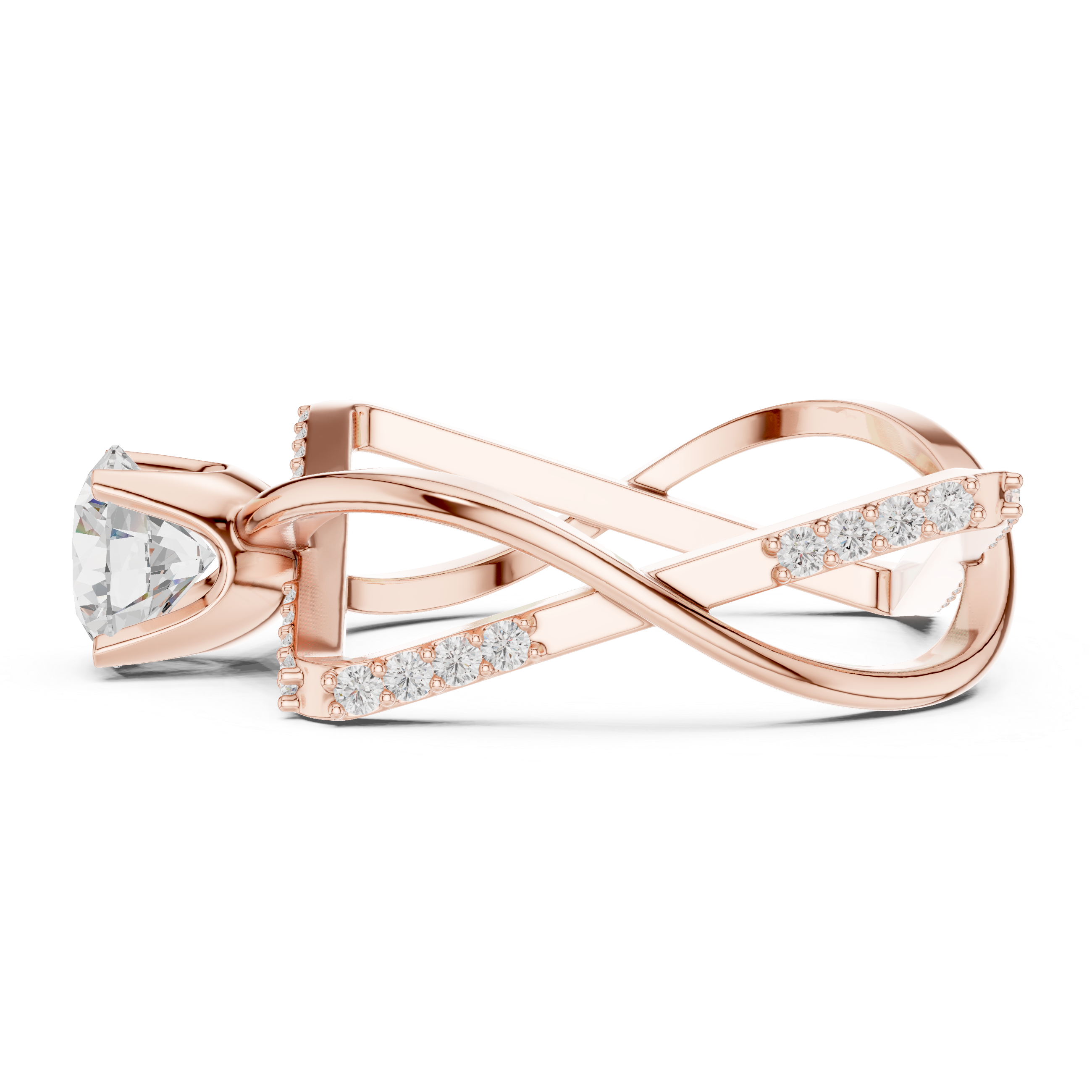 Twisted Halo Diamond Engagement Ring