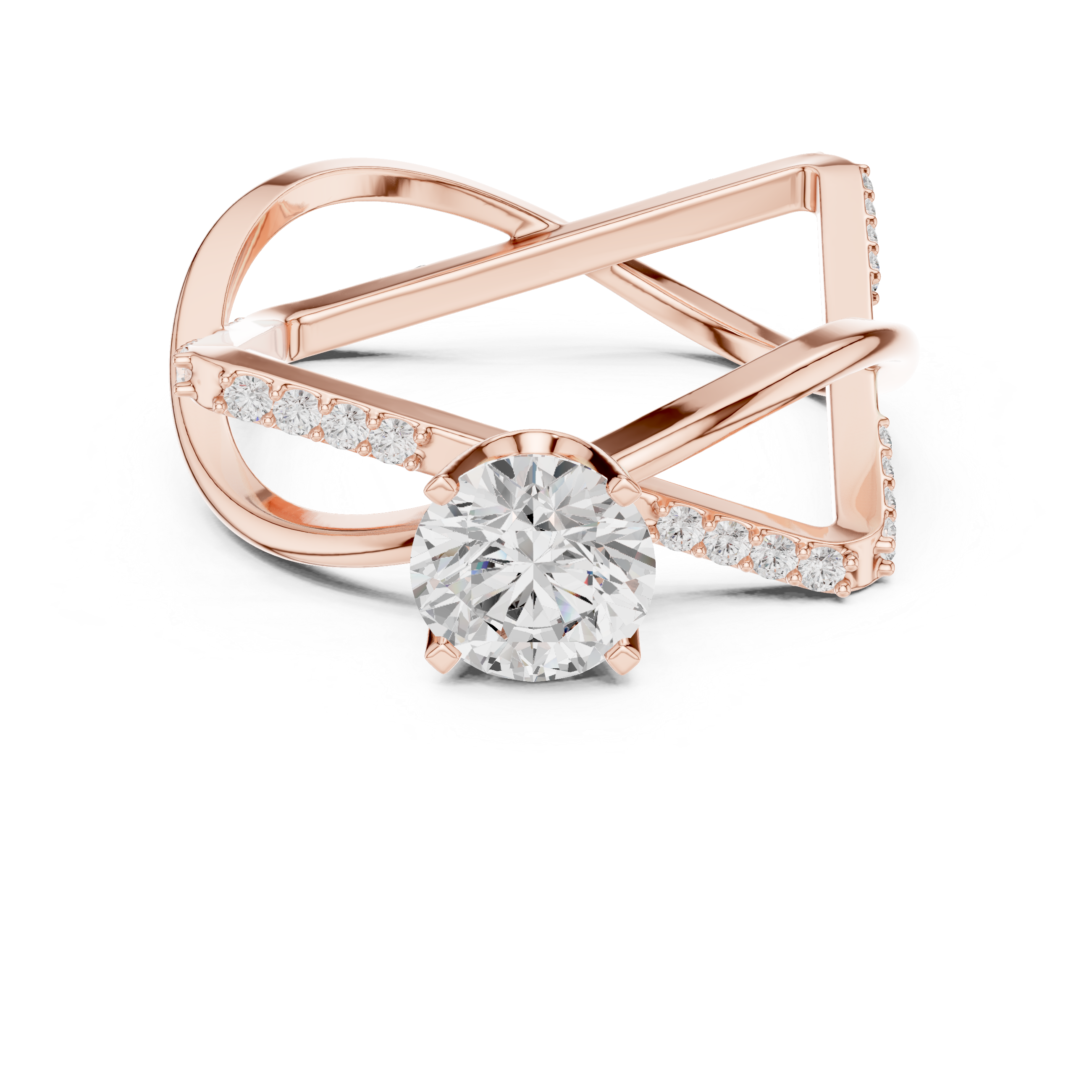 Twisted Halo Diamond Engagement Ring