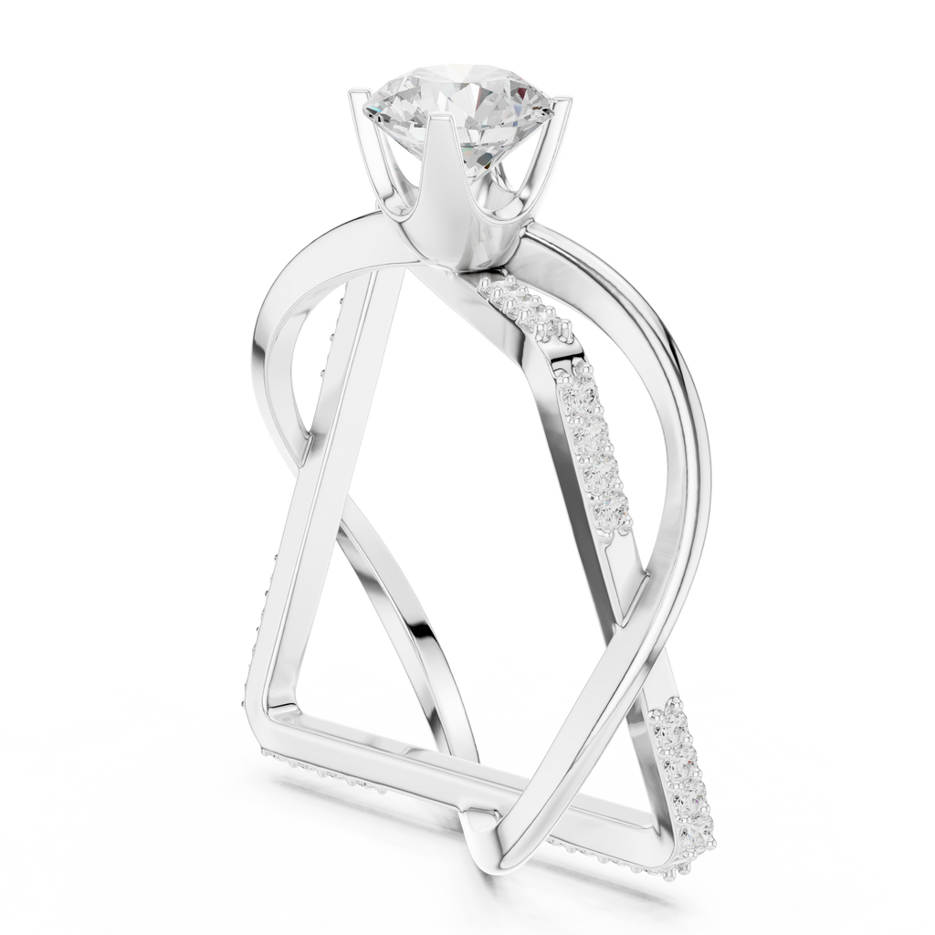 Twisted Halo Diamond Engagement Ring