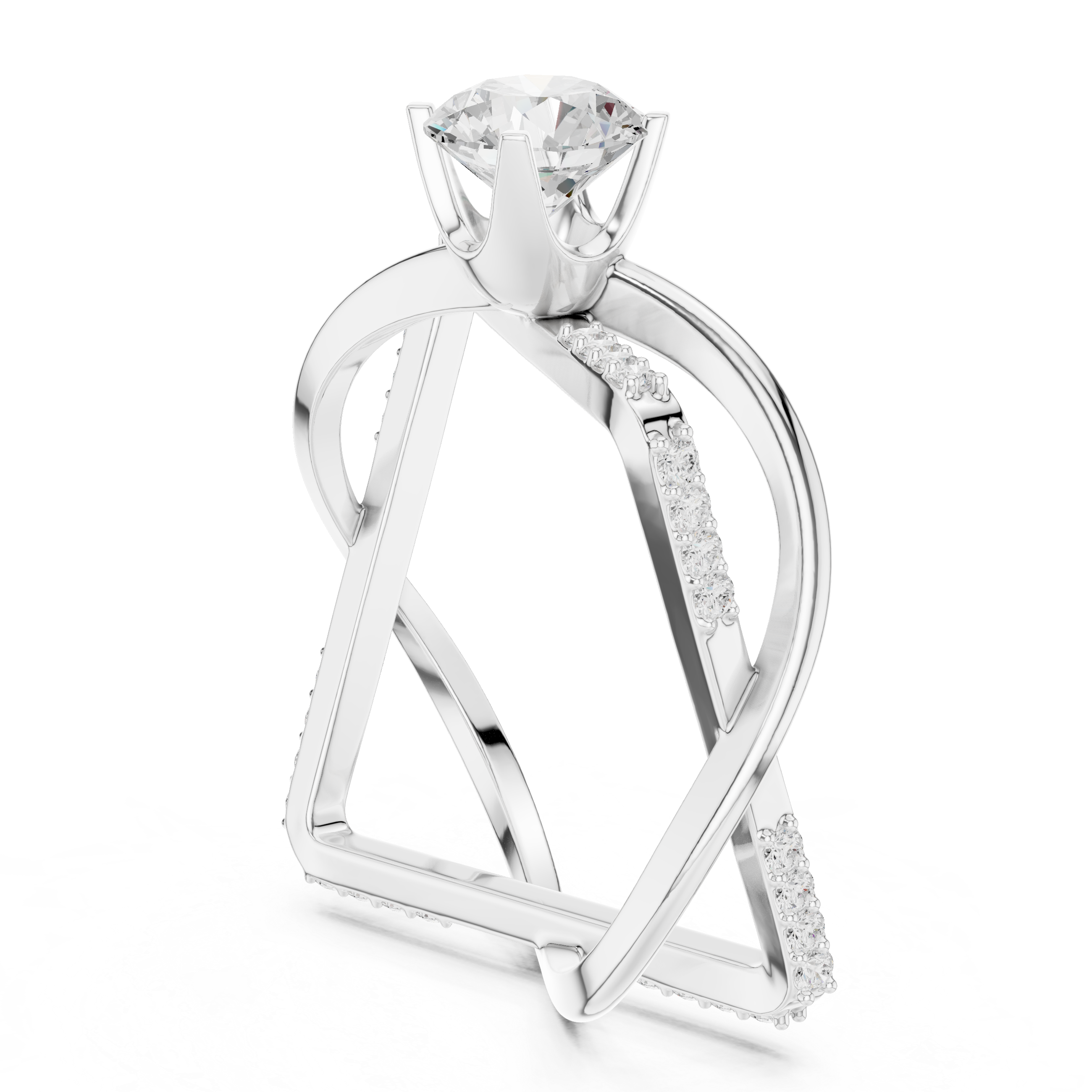 Twisted Halo Diamond Engagement Ring