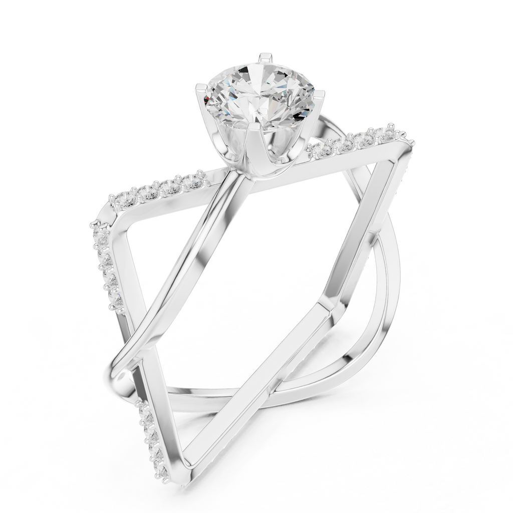 Twisted Halo Diamond Engagement Ring