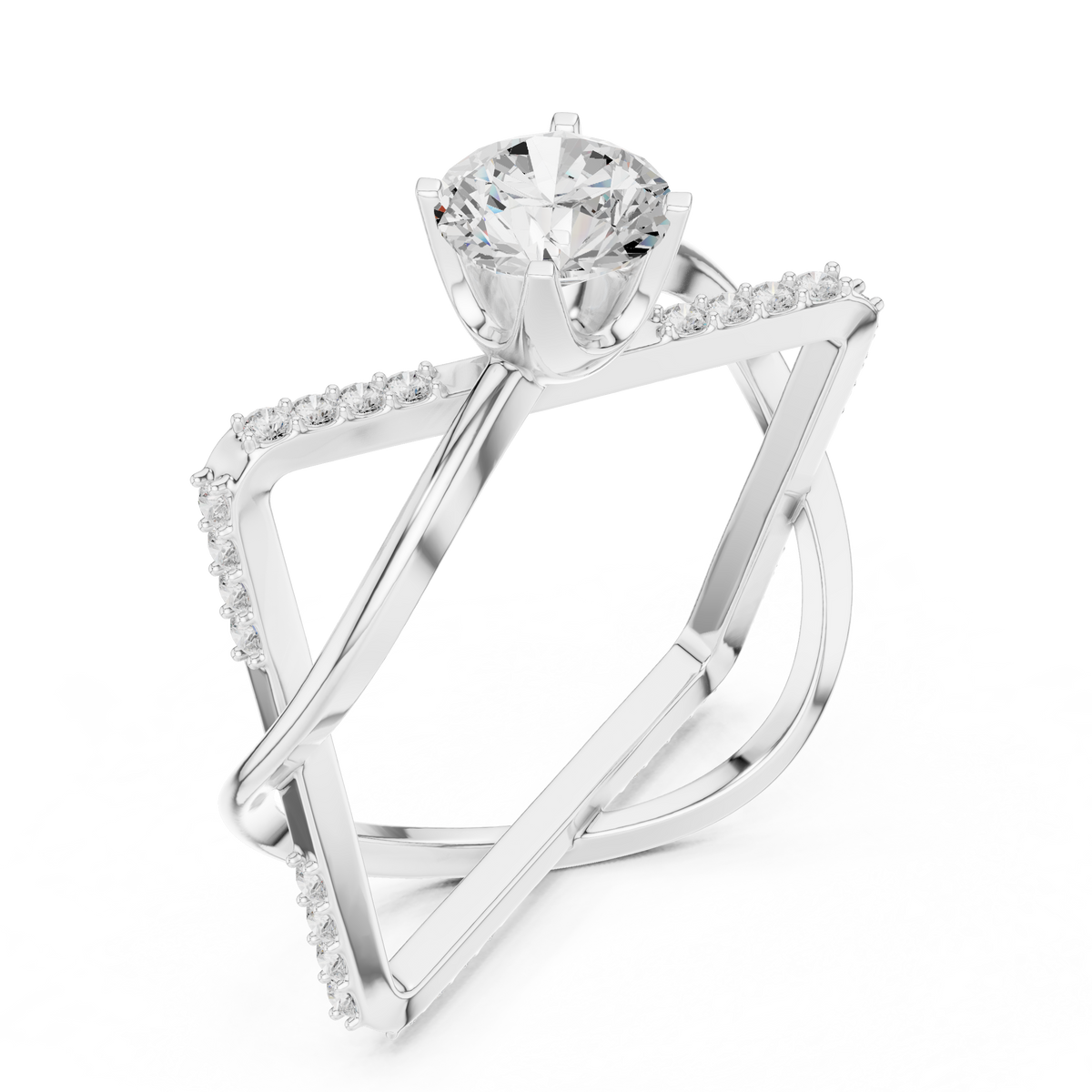 Twisted Halo Diamond Engagement Ring – view 3 of 12, lab grown diamond ring | Jewelix Atelier