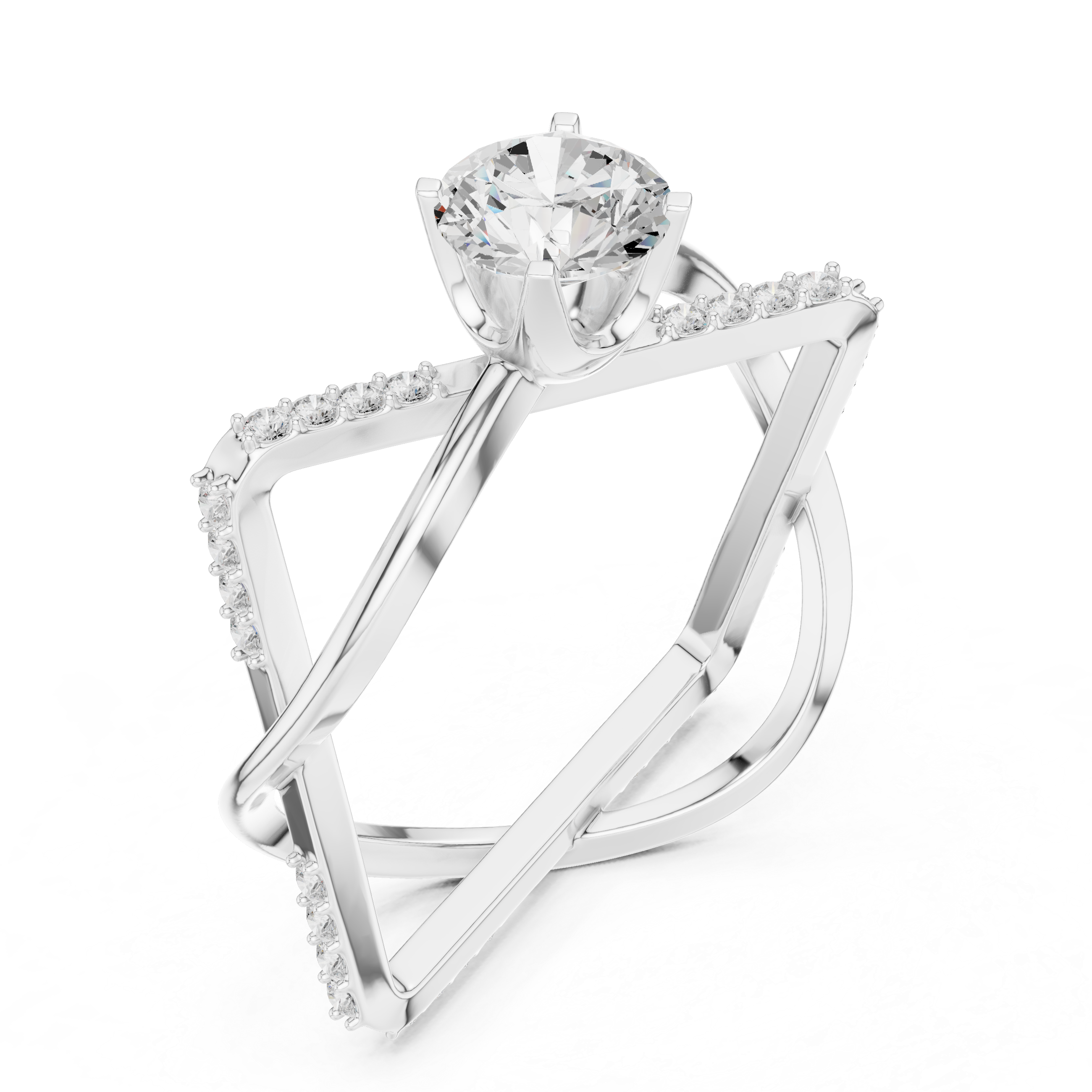 Twisted Halo Diamond Engagement Ring