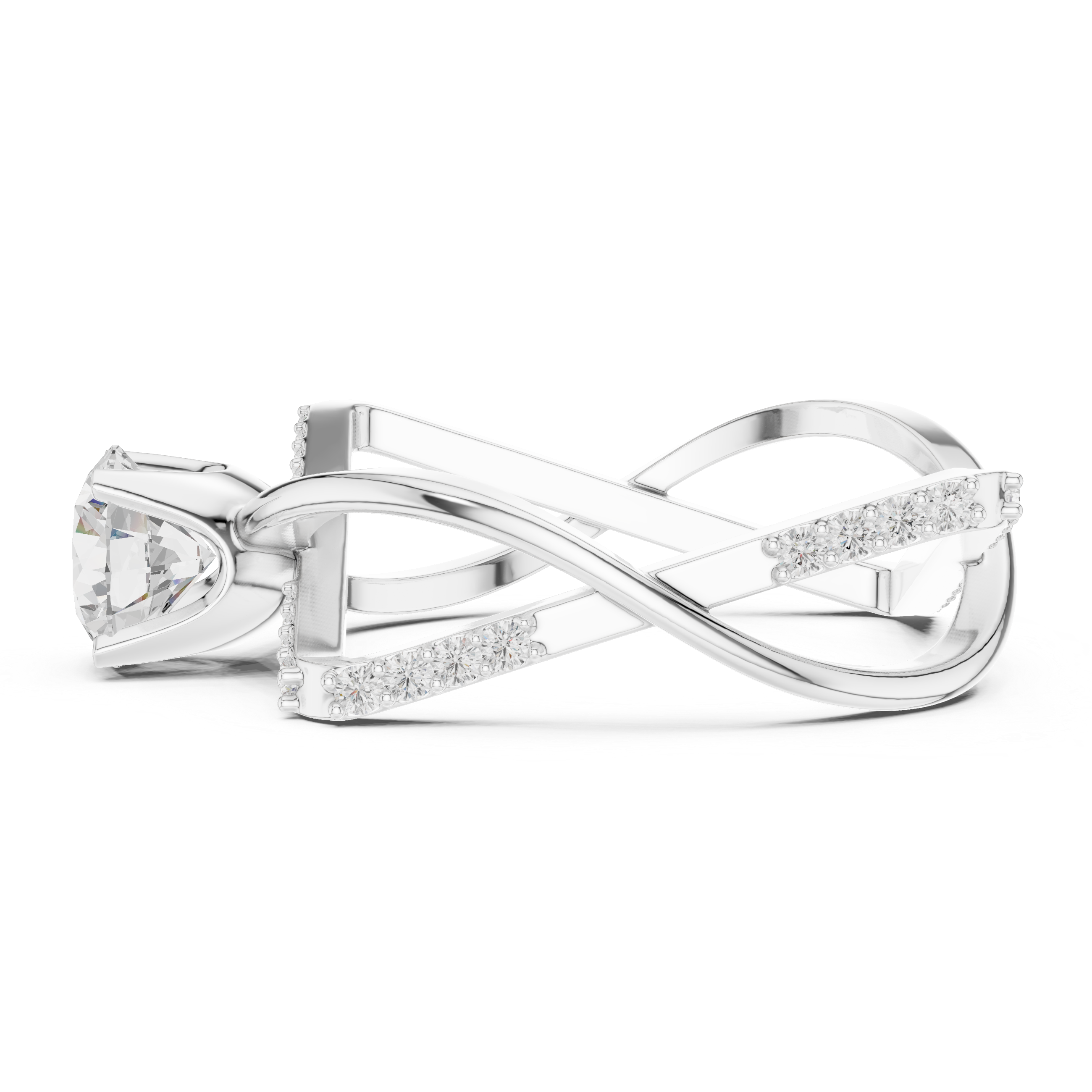 Twisted Halo Diamond Engagement Ring
