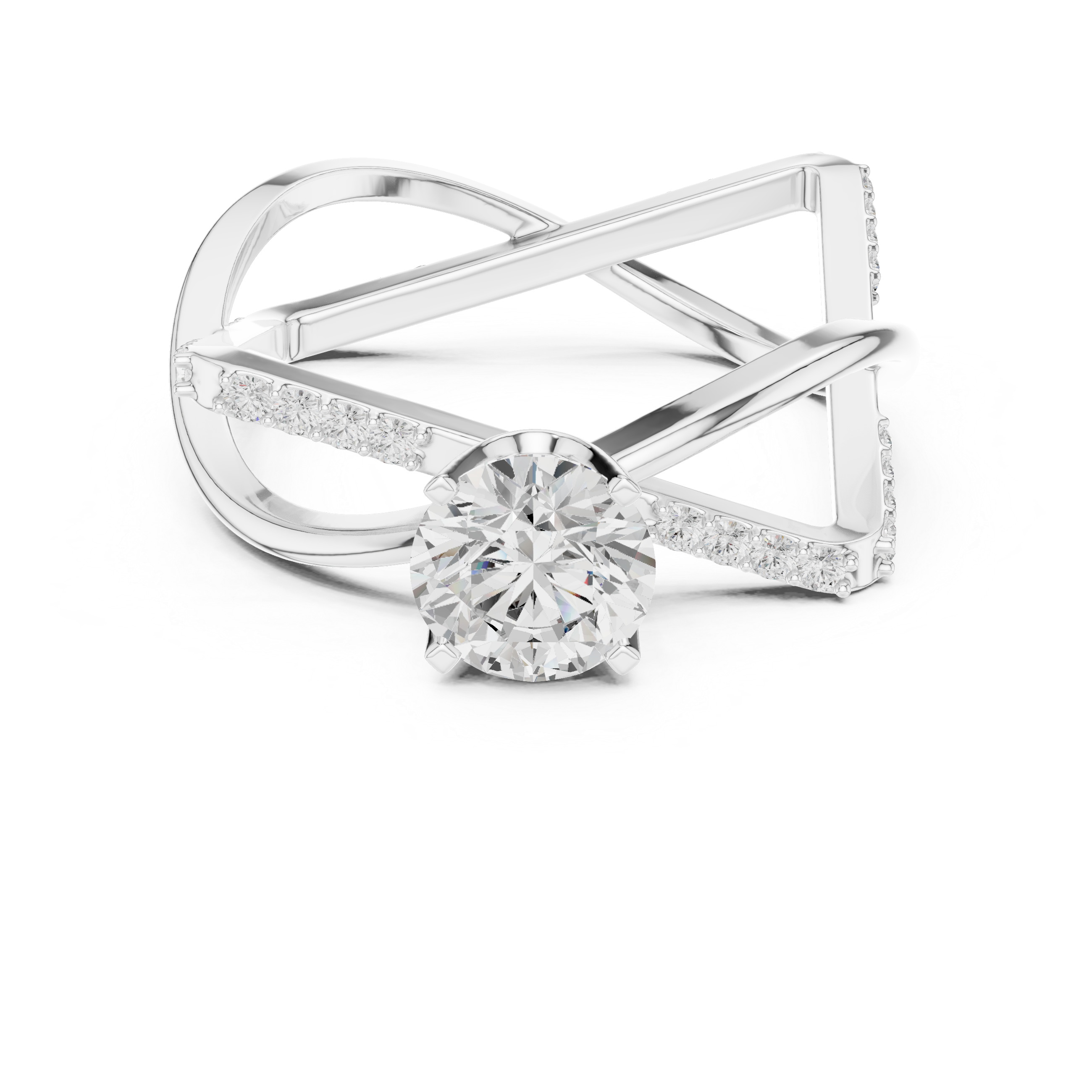 Twisted Halo Diamond Engagement Ring