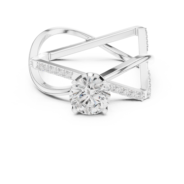 Twisted Halo Diamond Engagement Ring