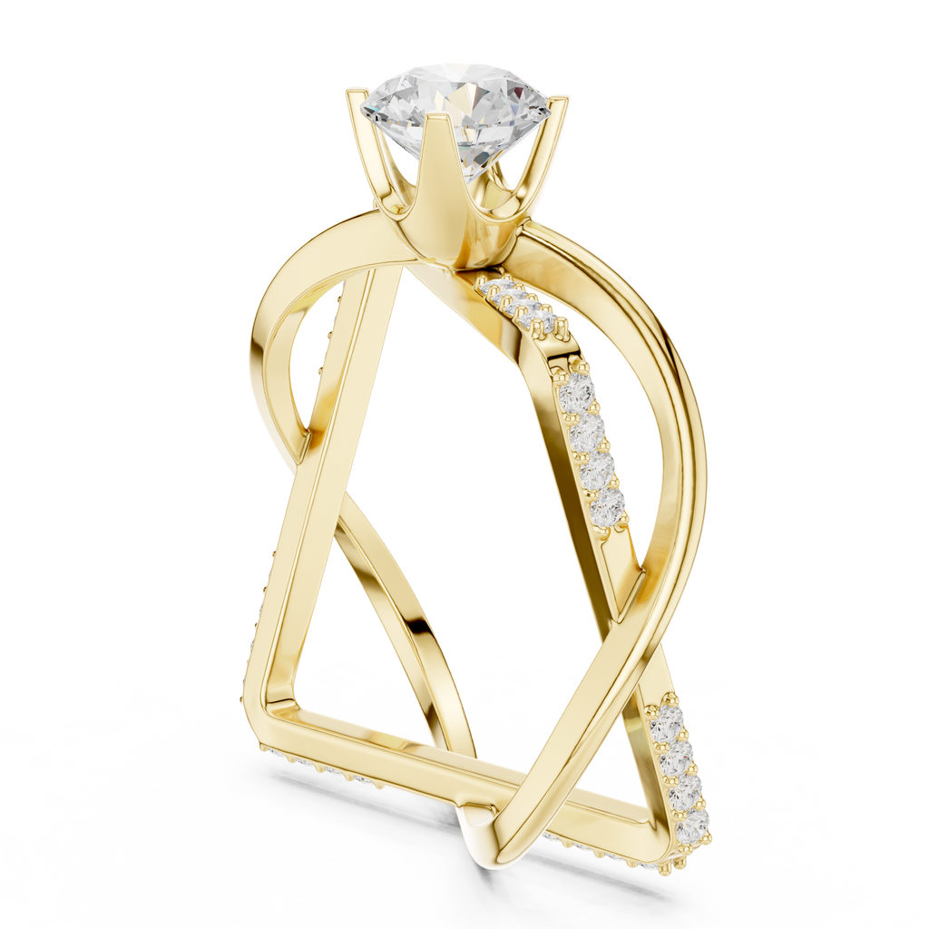 Twisted Halo Diamond Engagement Ring