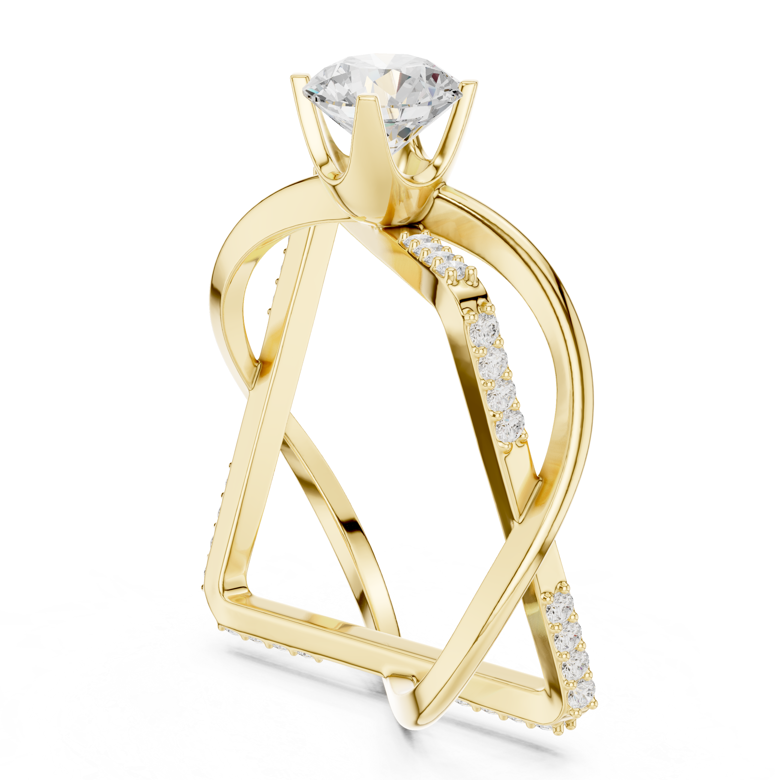 Twisted Halo Diamond Engagement Ring