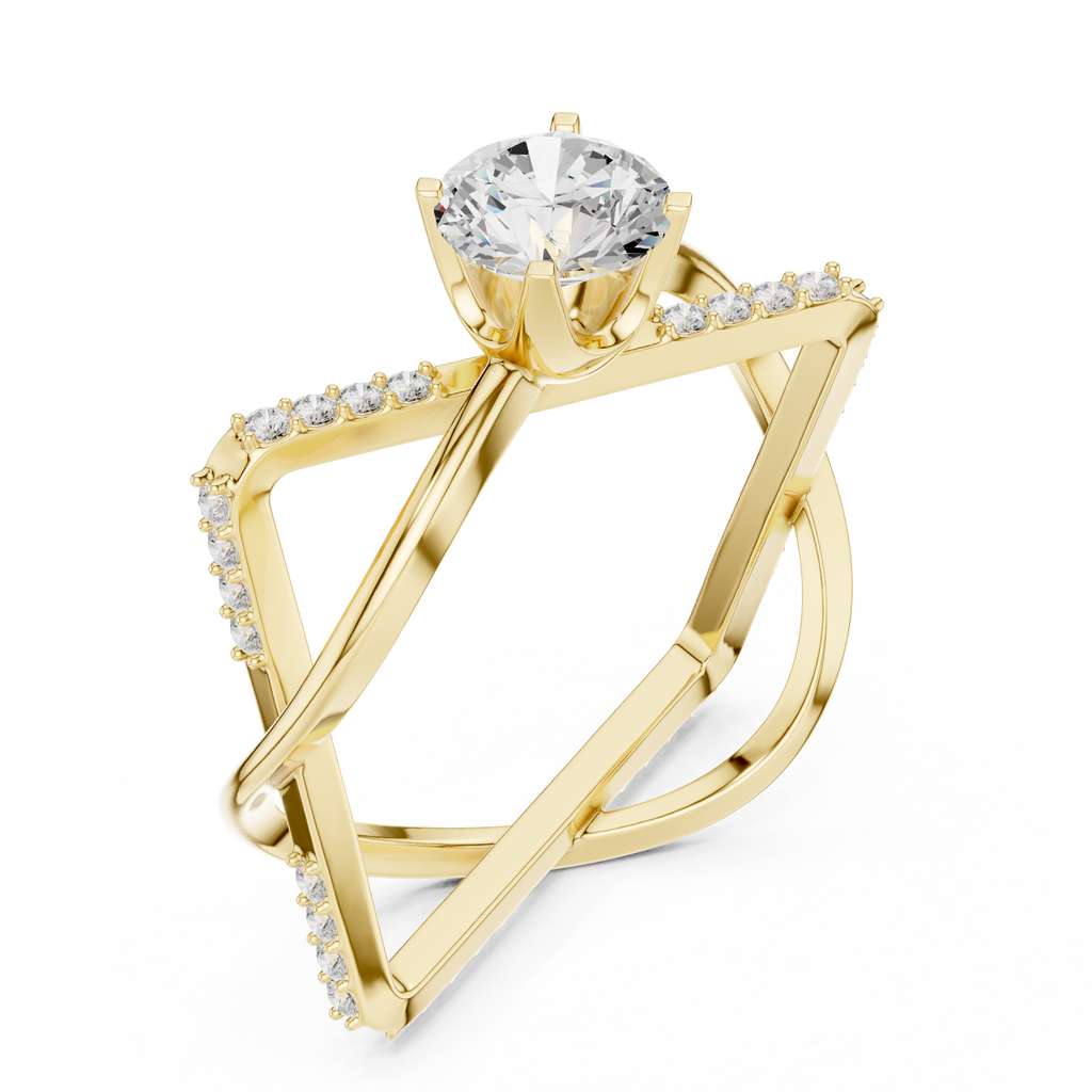 Twisted Halo Diamond Engagement Ring