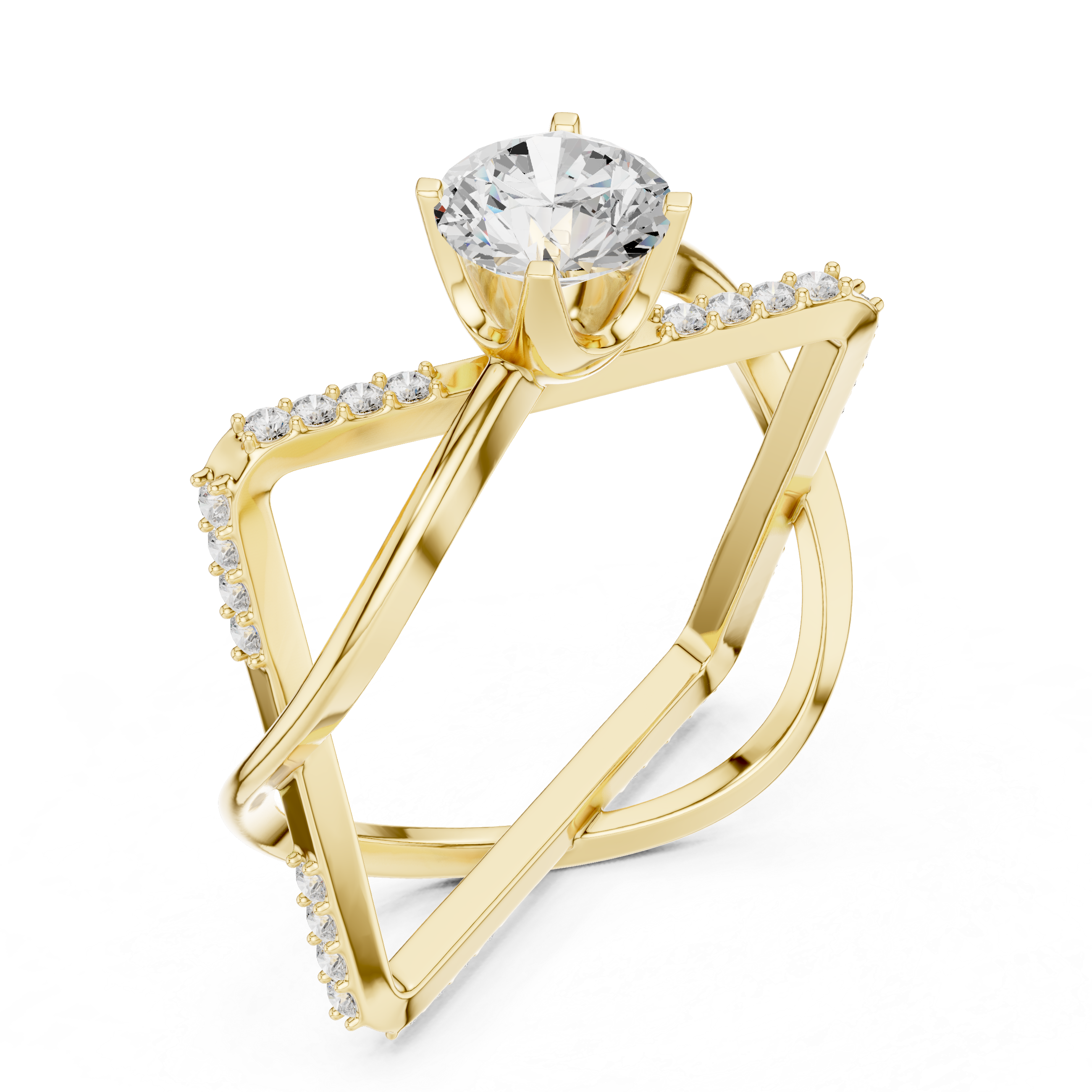 Twisted Halo Diamond Engagement Ring
